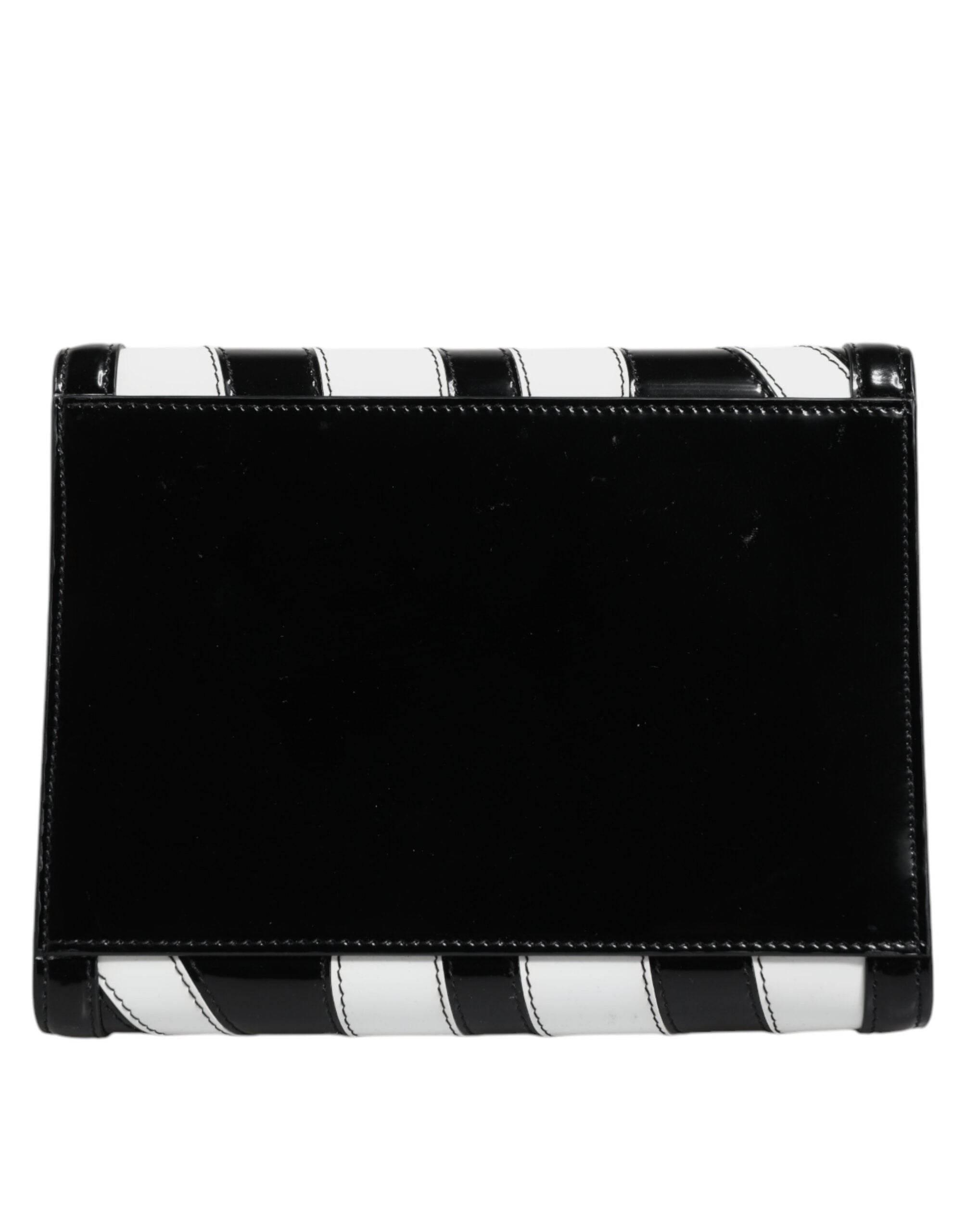 Dolce & Gabbana Black White Zebra Patchwork Logo Plaque Shoulder Bag - Hilstor