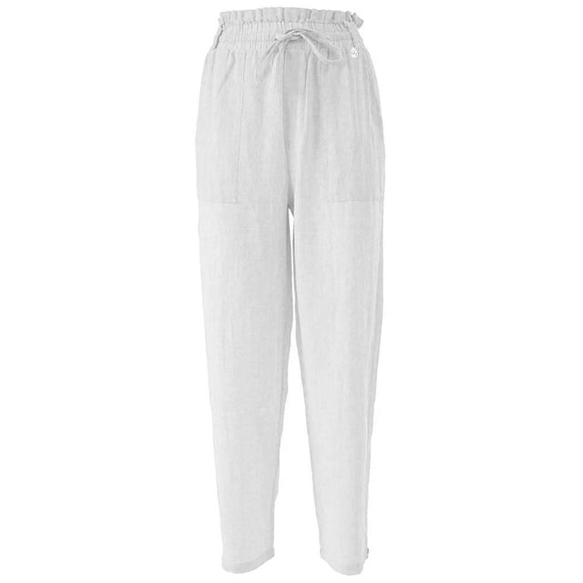 Yes Zee White Linen Jeans & Pant - Hilstor