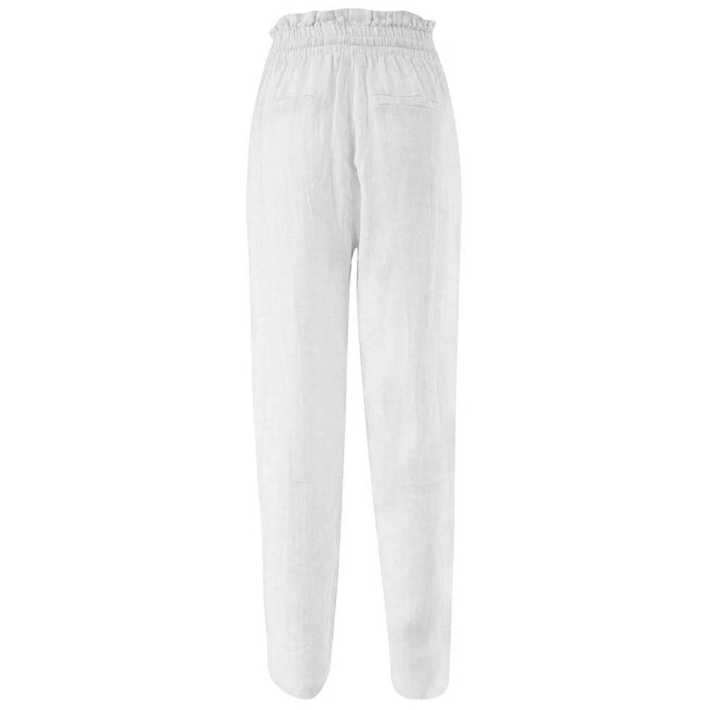 Yes Zee White Linen Jeans & Pant - Hilstor
