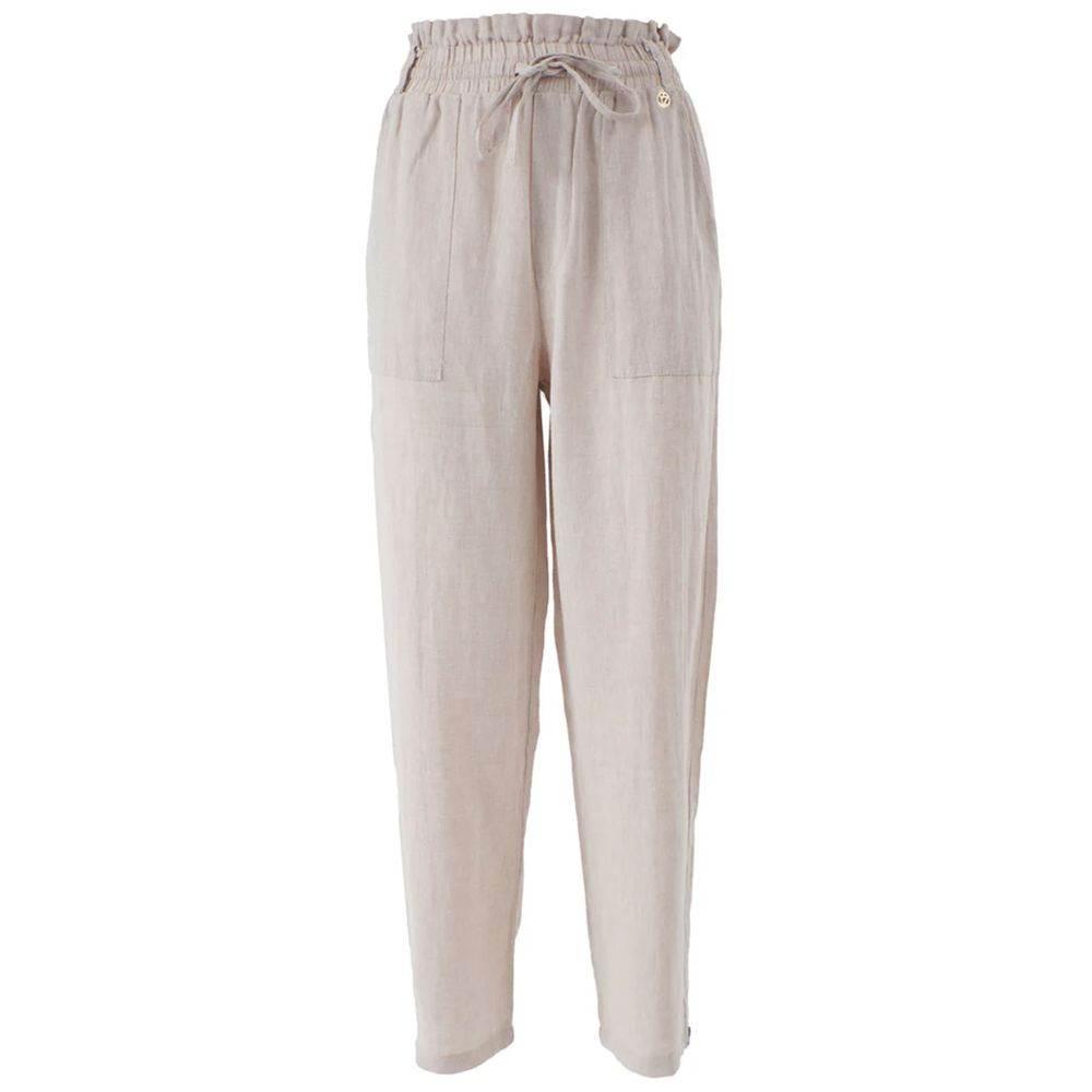 Yes Zee Beige Linen Jeans & Pant - Hilstor