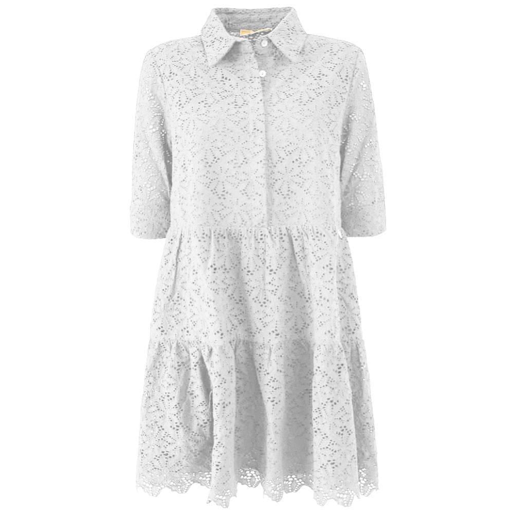 Yes Zee White Cotton Dress - Hilstor