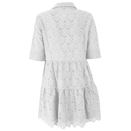 Yes Zee White Cotton Dress - Hilstor