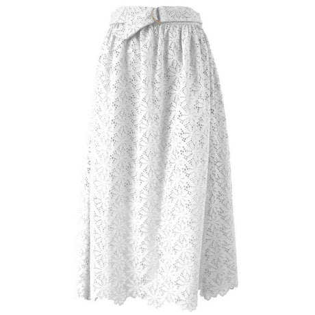 Yes Zee White Cotton Skirt - Hilstor