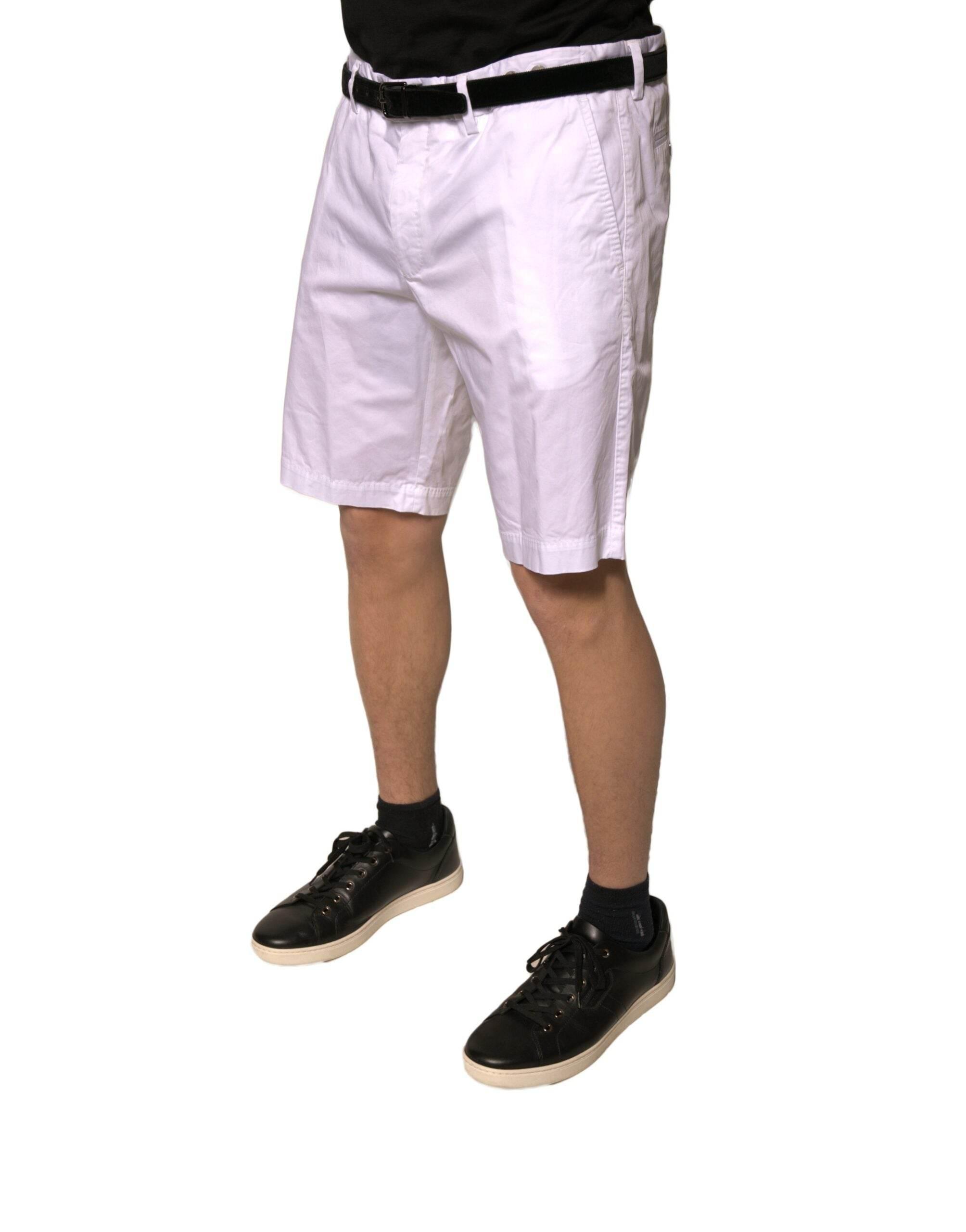 Dolce & Gabbana White Chinos Cotton Stretch Casual Shorts - Hilstor
