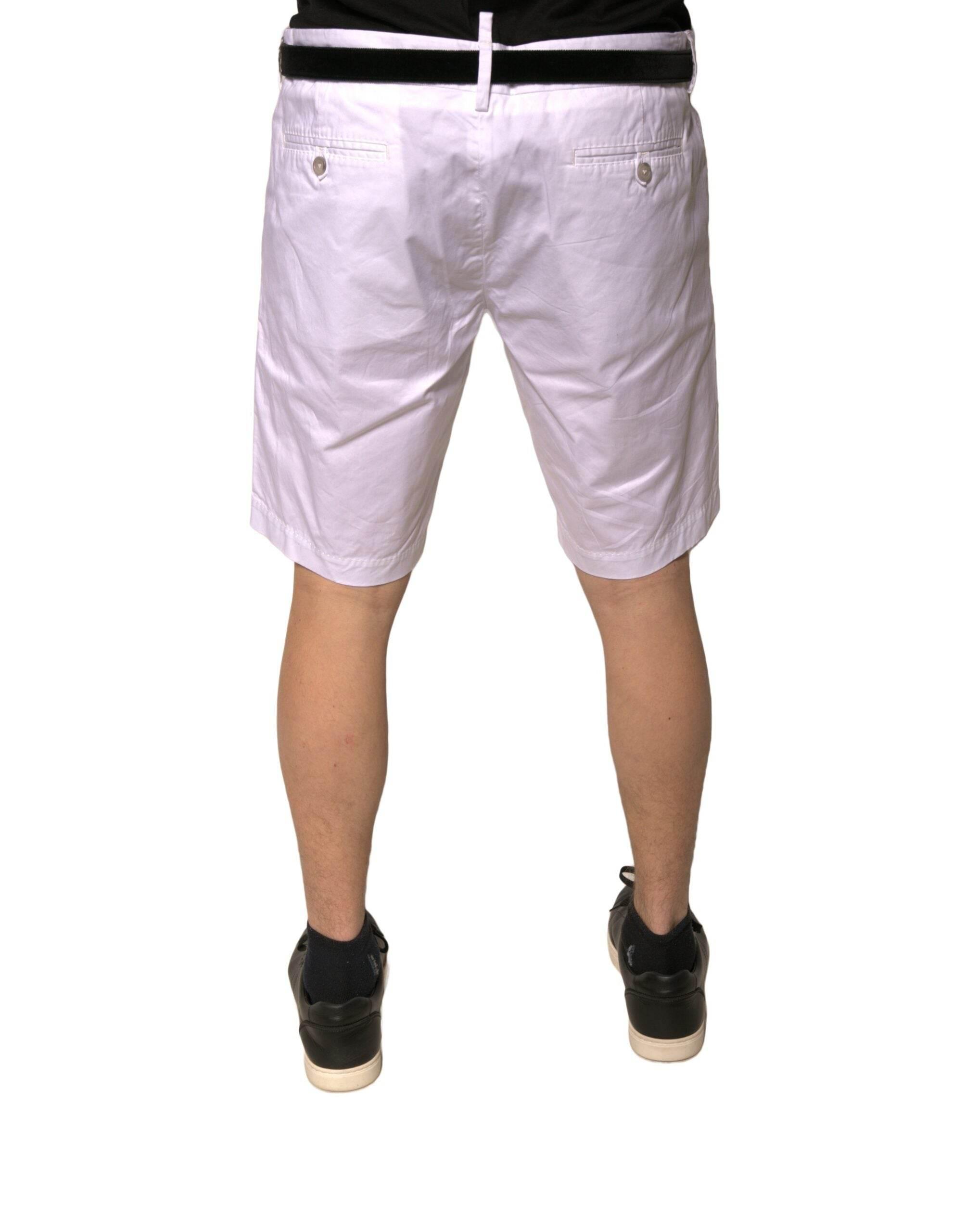 Dolce & Gabbana White Chinos Cotton Stretch Casual Shorts - Hilstor
