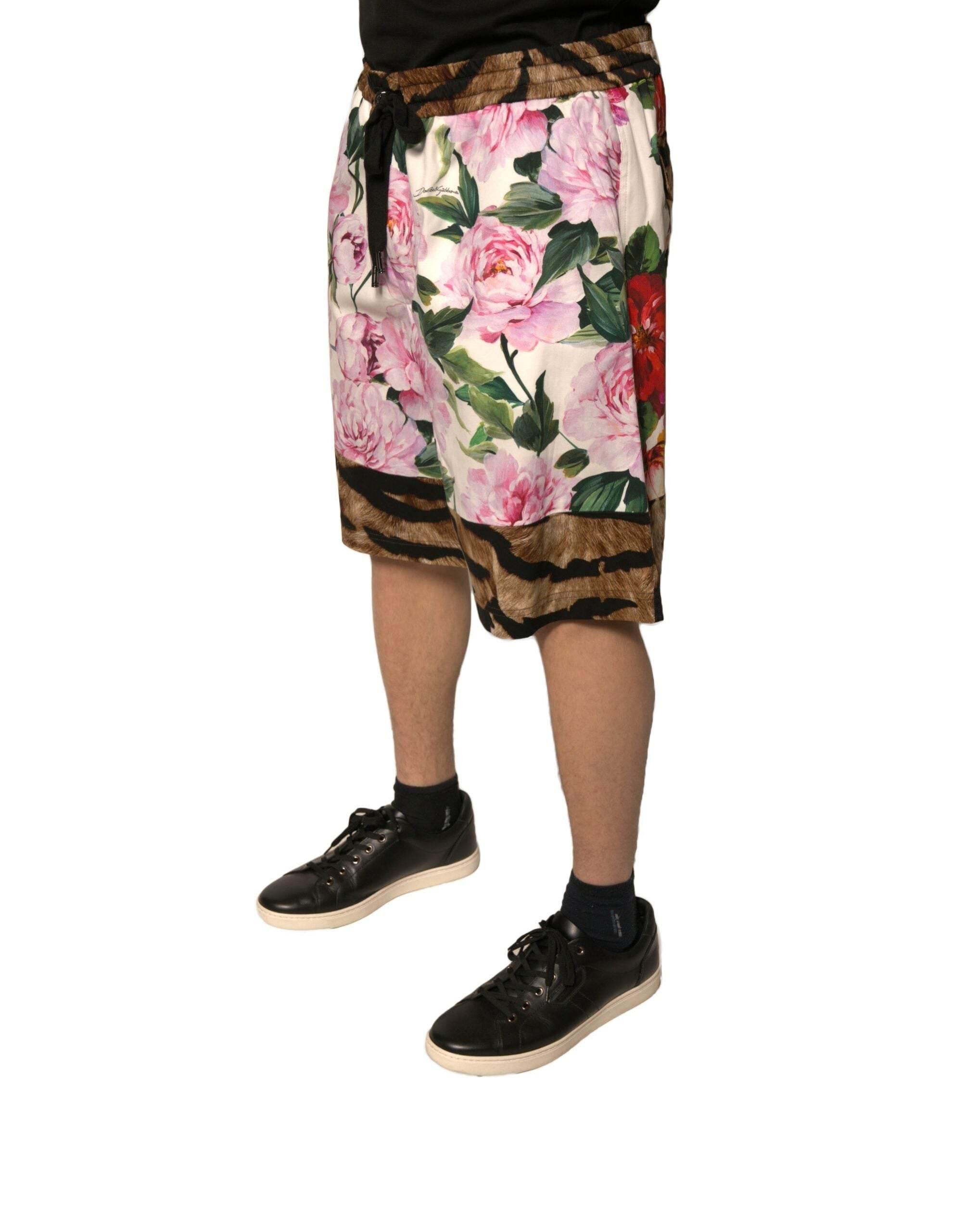 Dolce & Gabbana Multicolor Floral Cotton Men Bermuda Shorts - Hilstor