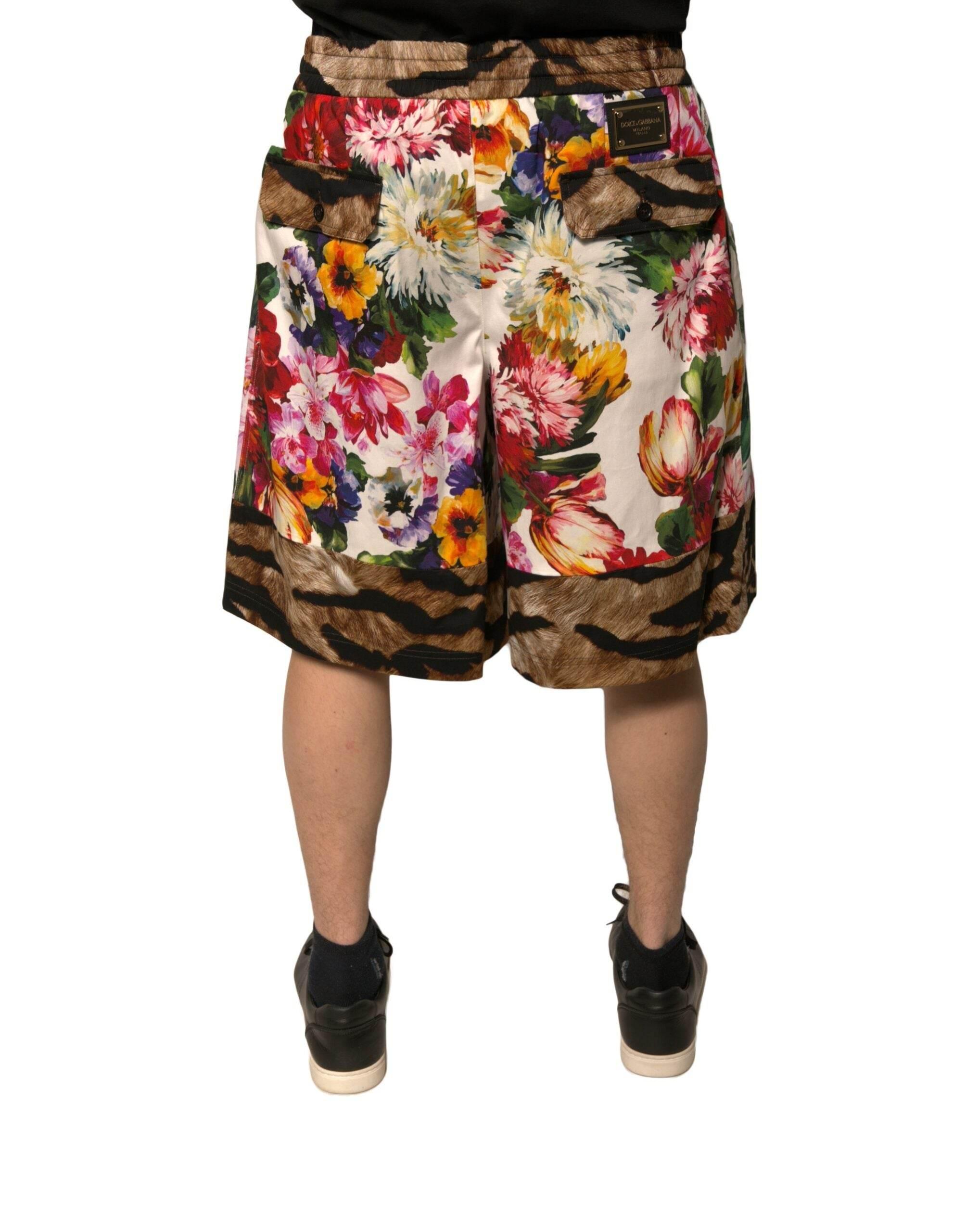 Dolce & Gabbana Multicolor Floral Cotton Men Bermuda Shorts - Hilstor