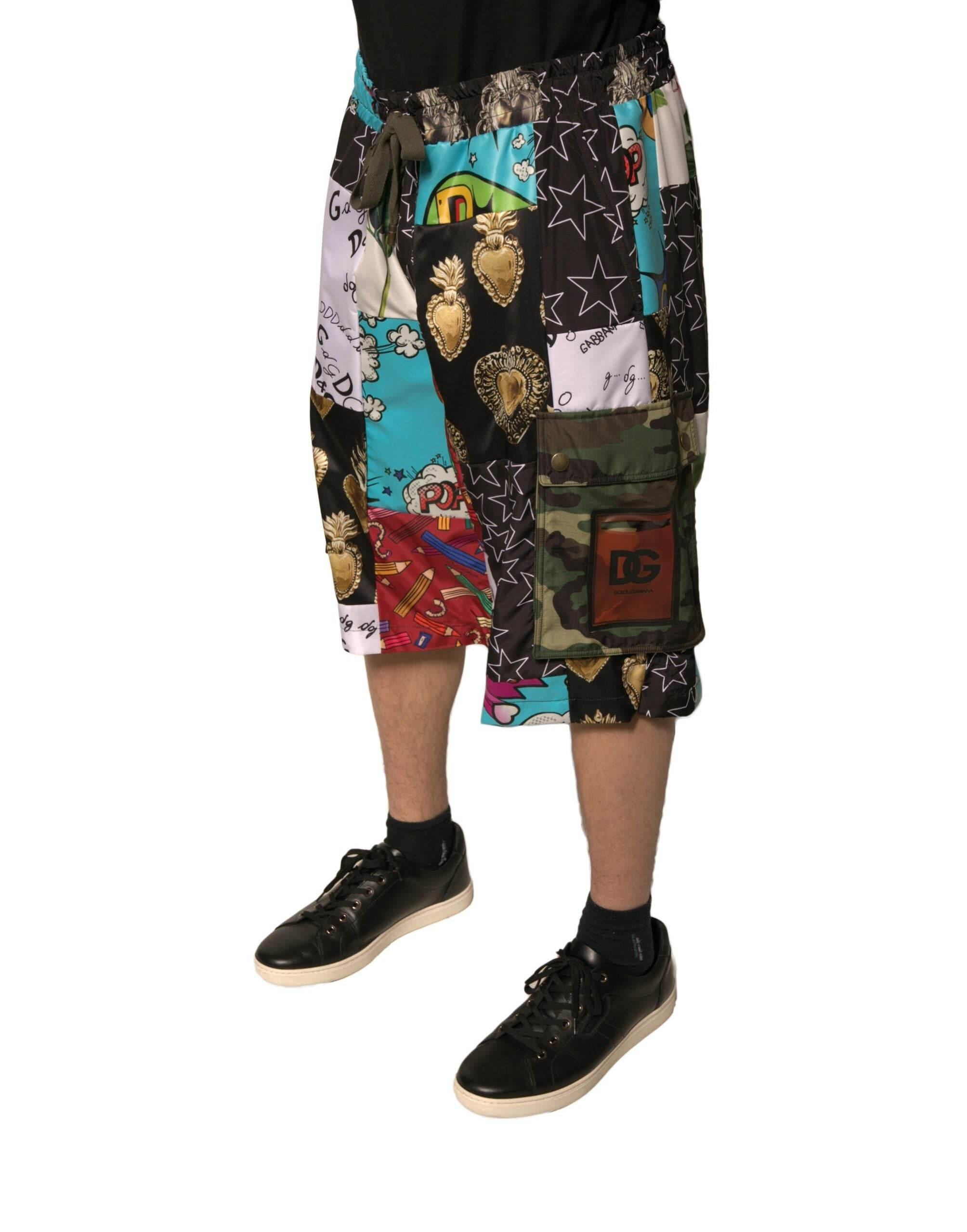 Dolce & Gabbana Multicolor Patchwork Cargo Bermuda Shorts - Hilstor