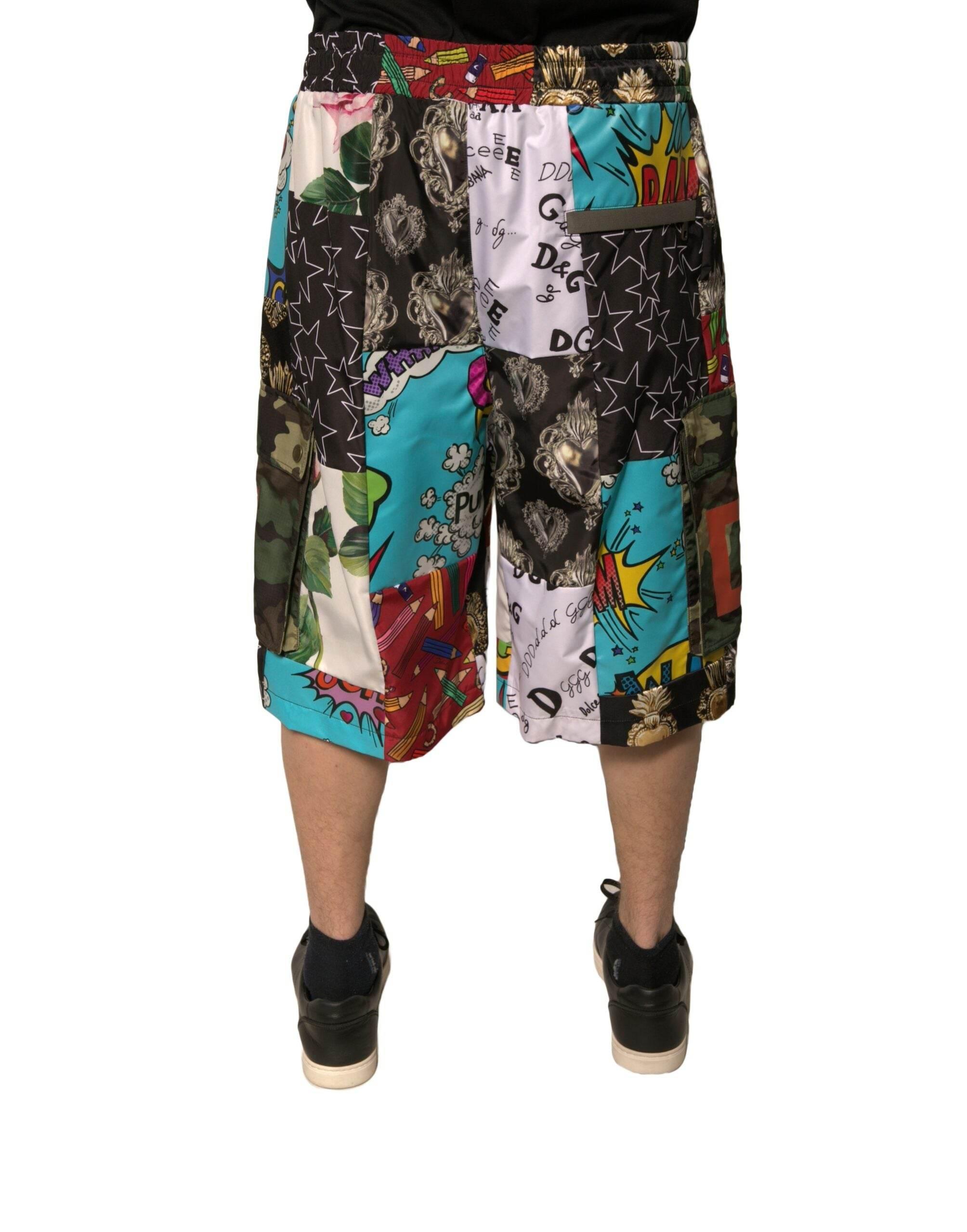 Dolce & Gabbana Multicolor Patchwork Cargo Bermuda Shorts - Hilstor
