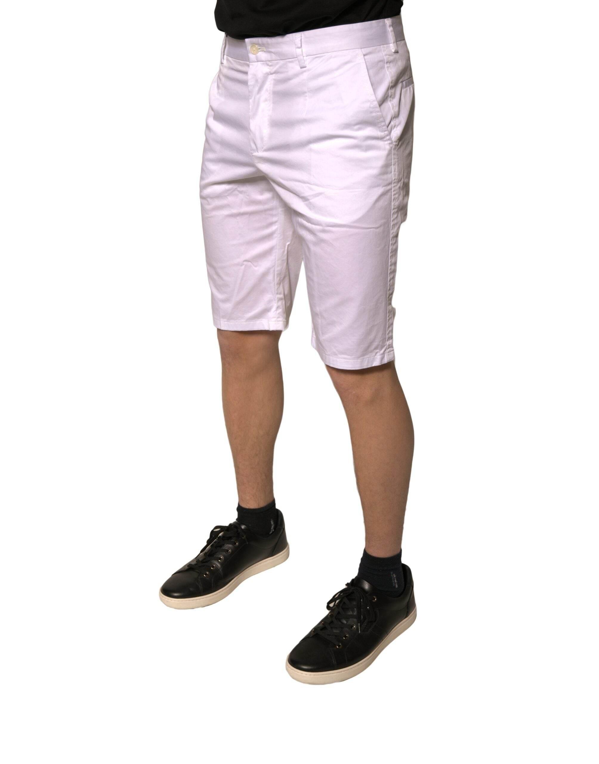 Dolce & Gabbana White Chinos Cotton Stretch Casual Shorts - Hilstor