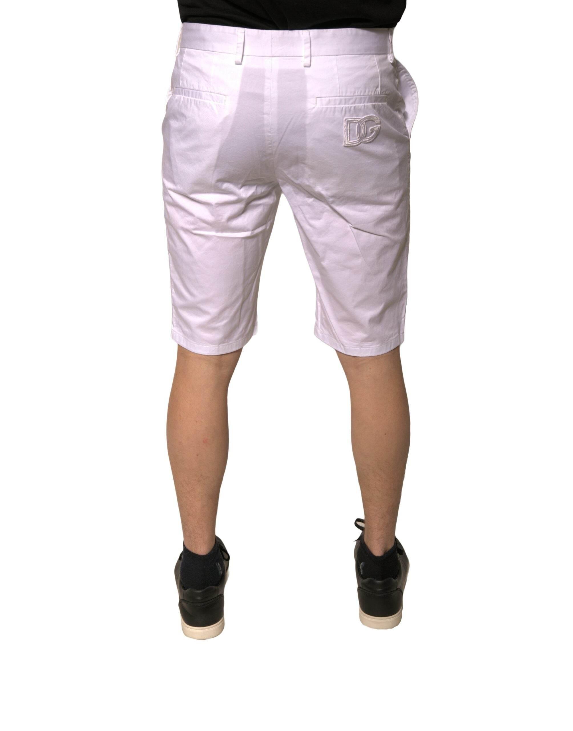 Dolce & Gabbana White Chinos Cotton Stretch Casual Shorts - Hilstor