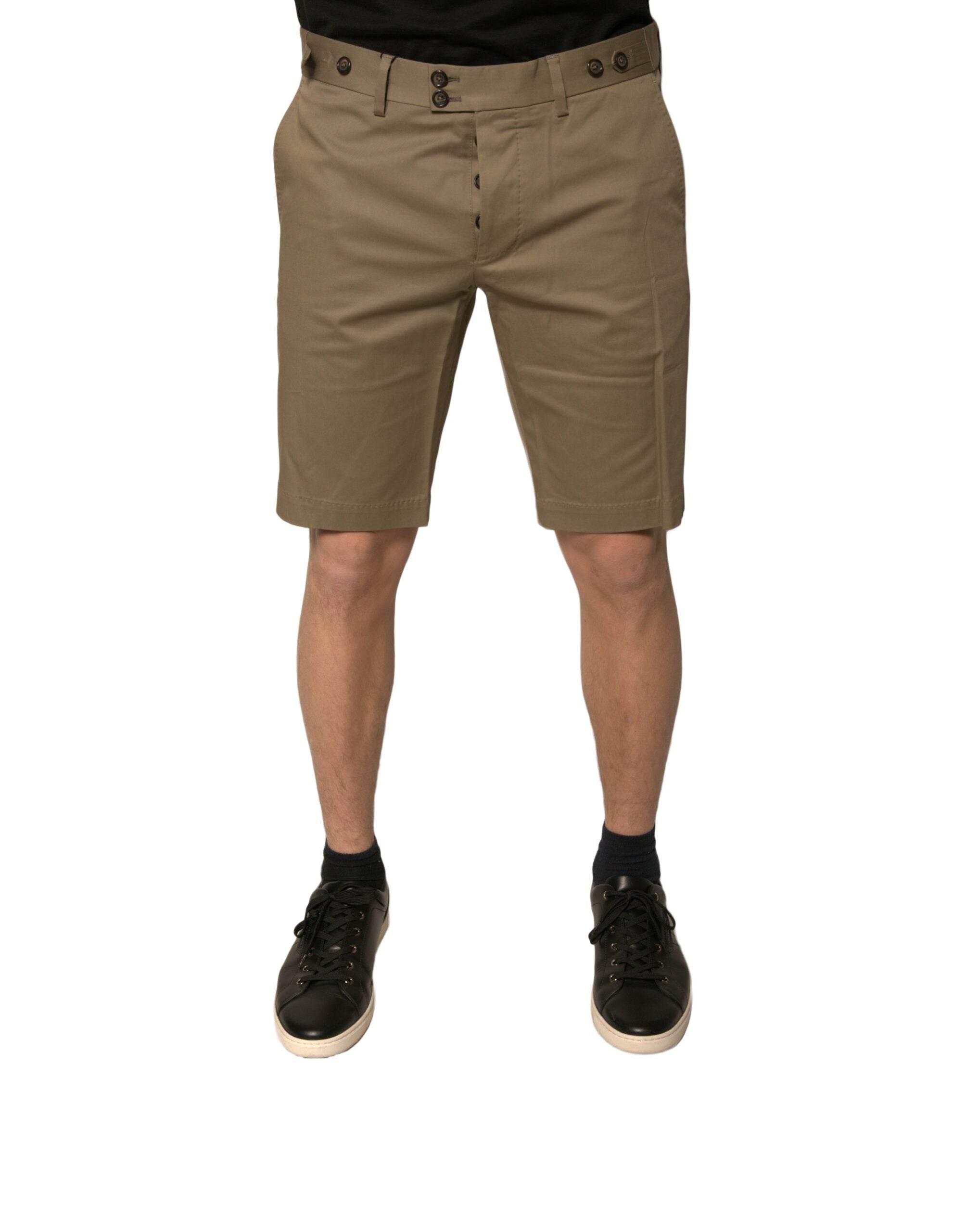 Dolce & Gabbana Brown Chino Cotton Stretch Casual Shorts - Hilstor
