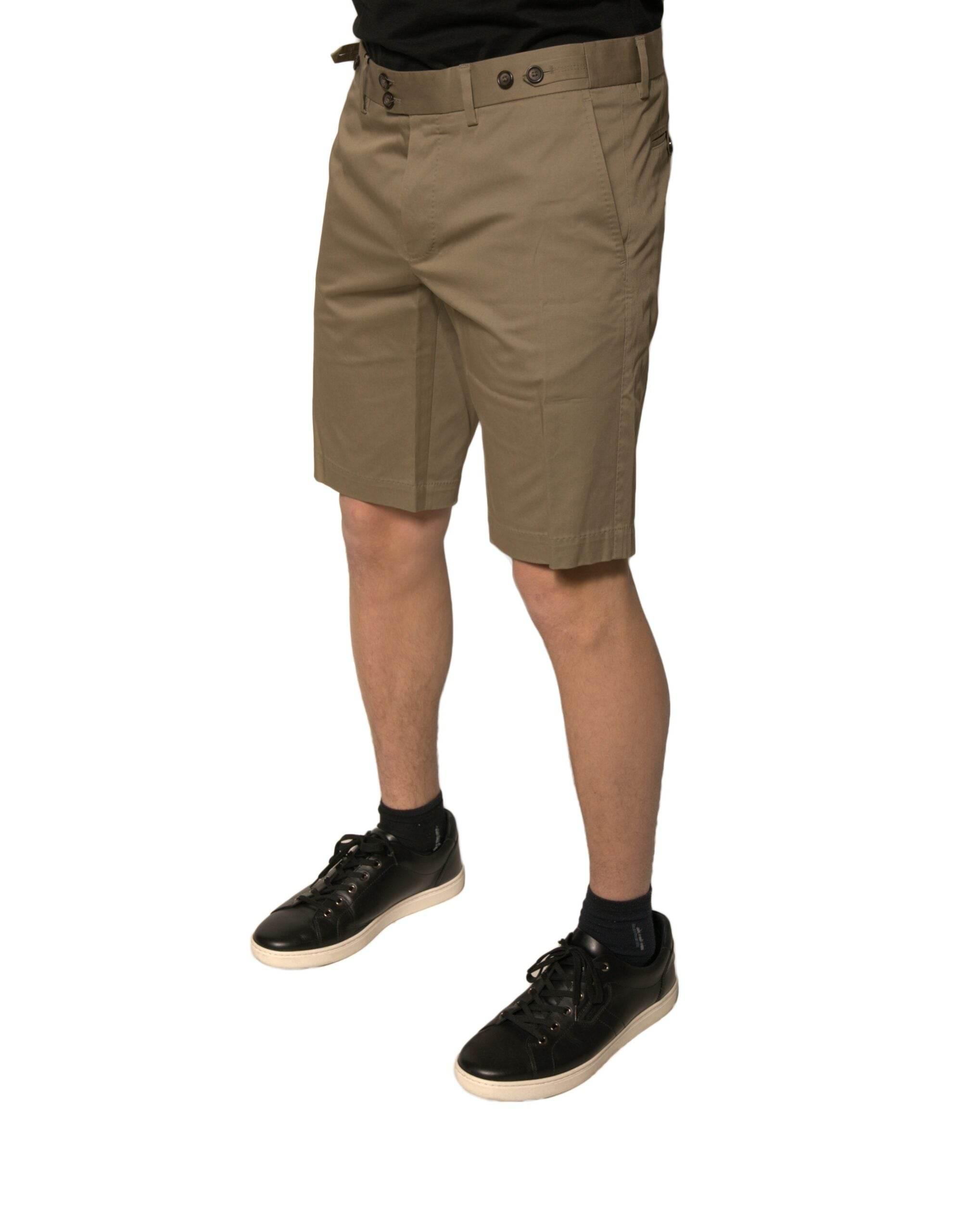 Dolce & Gabbana Brown Chino Cotton Stretch Casual Shorts - Hilstor