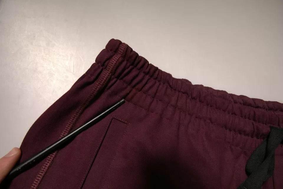 Dolce & Gabbana Maroon Cotton Mid Waist Bermuda Shorts - Hilstor