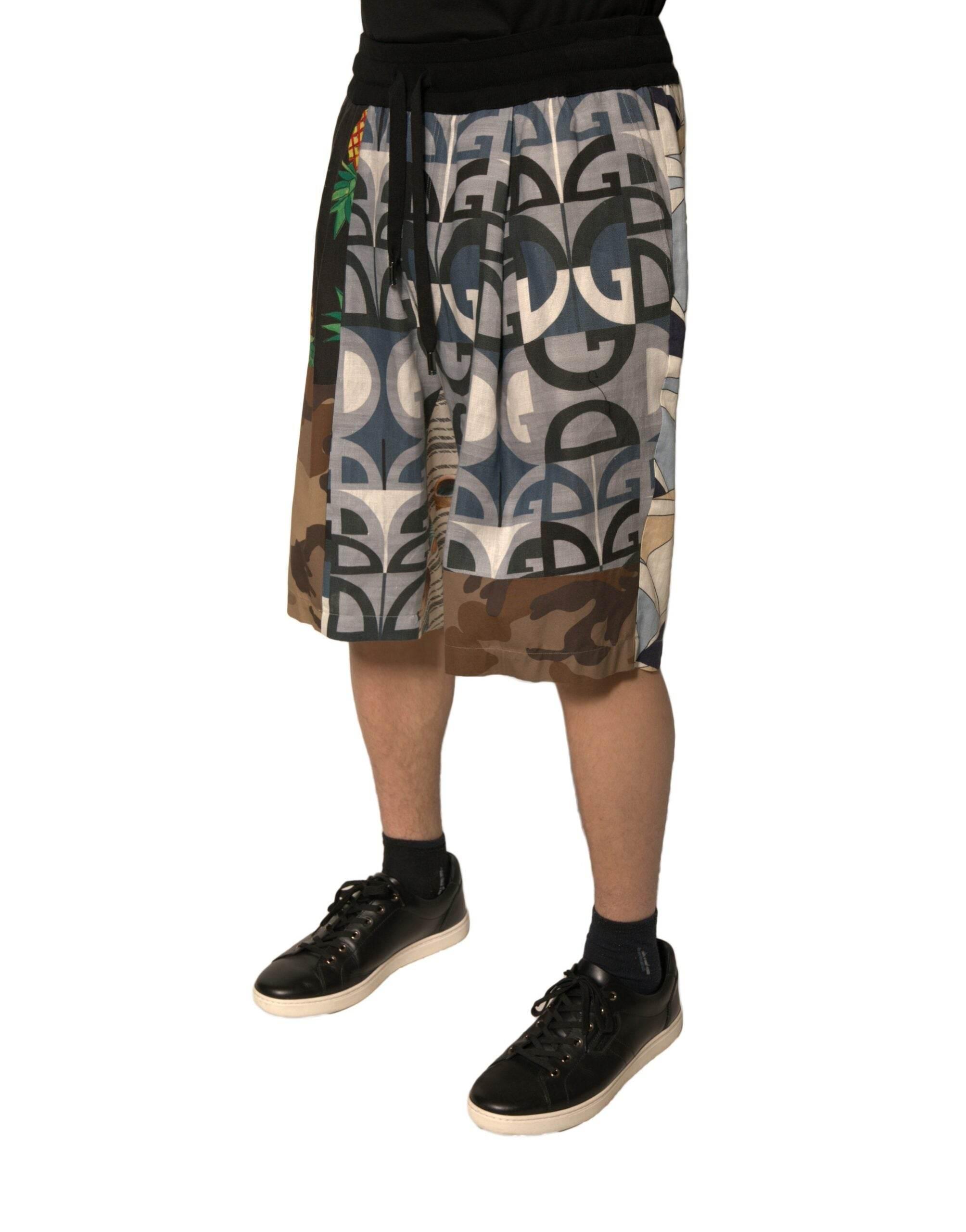 Dolce & Gabbana Multicolor Patchwork Linen Bermuda Shorts - Hilstor