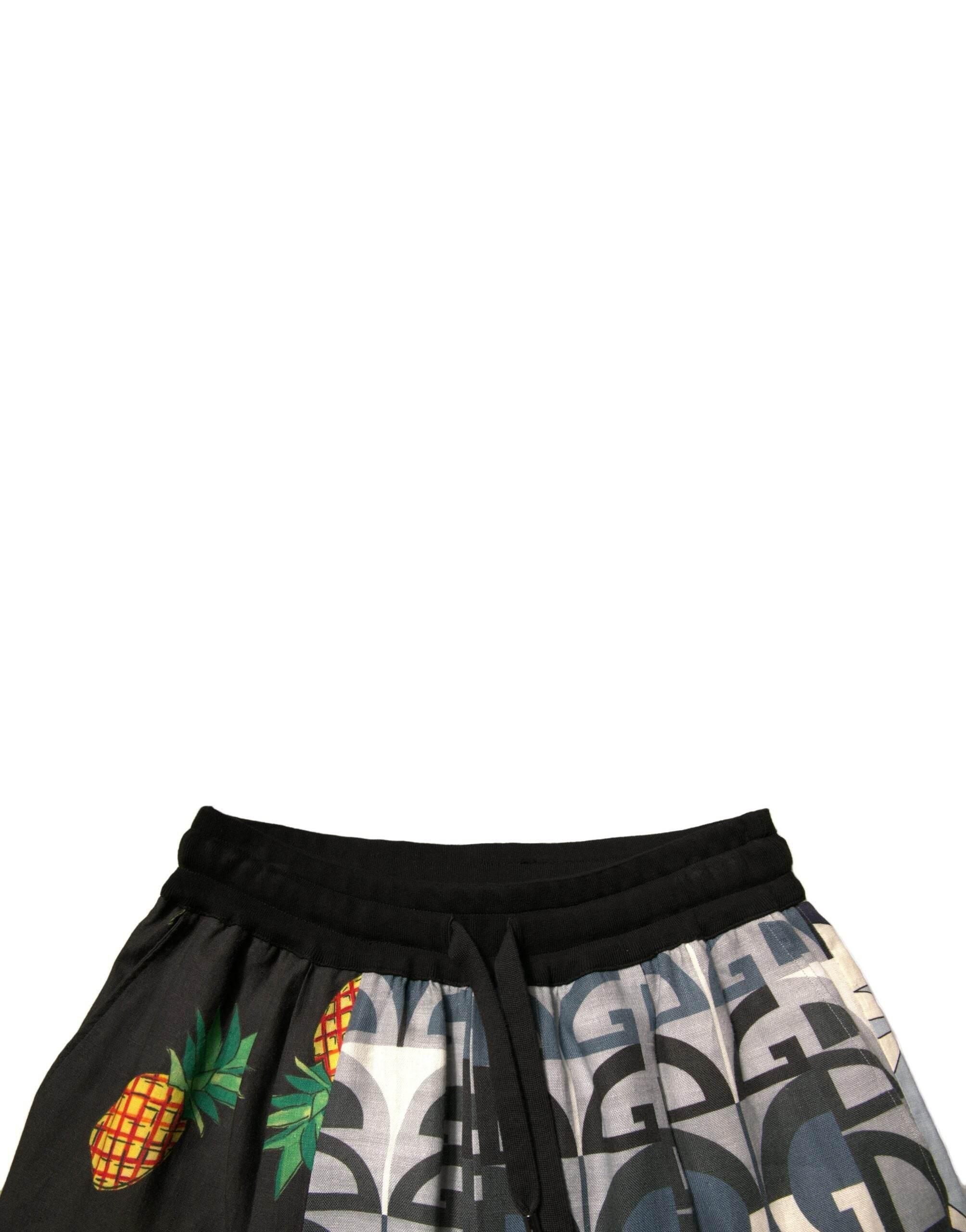 Dolce & Gabbana Multicolor Patchwork Linen Bermuda Shorts - Hilstor