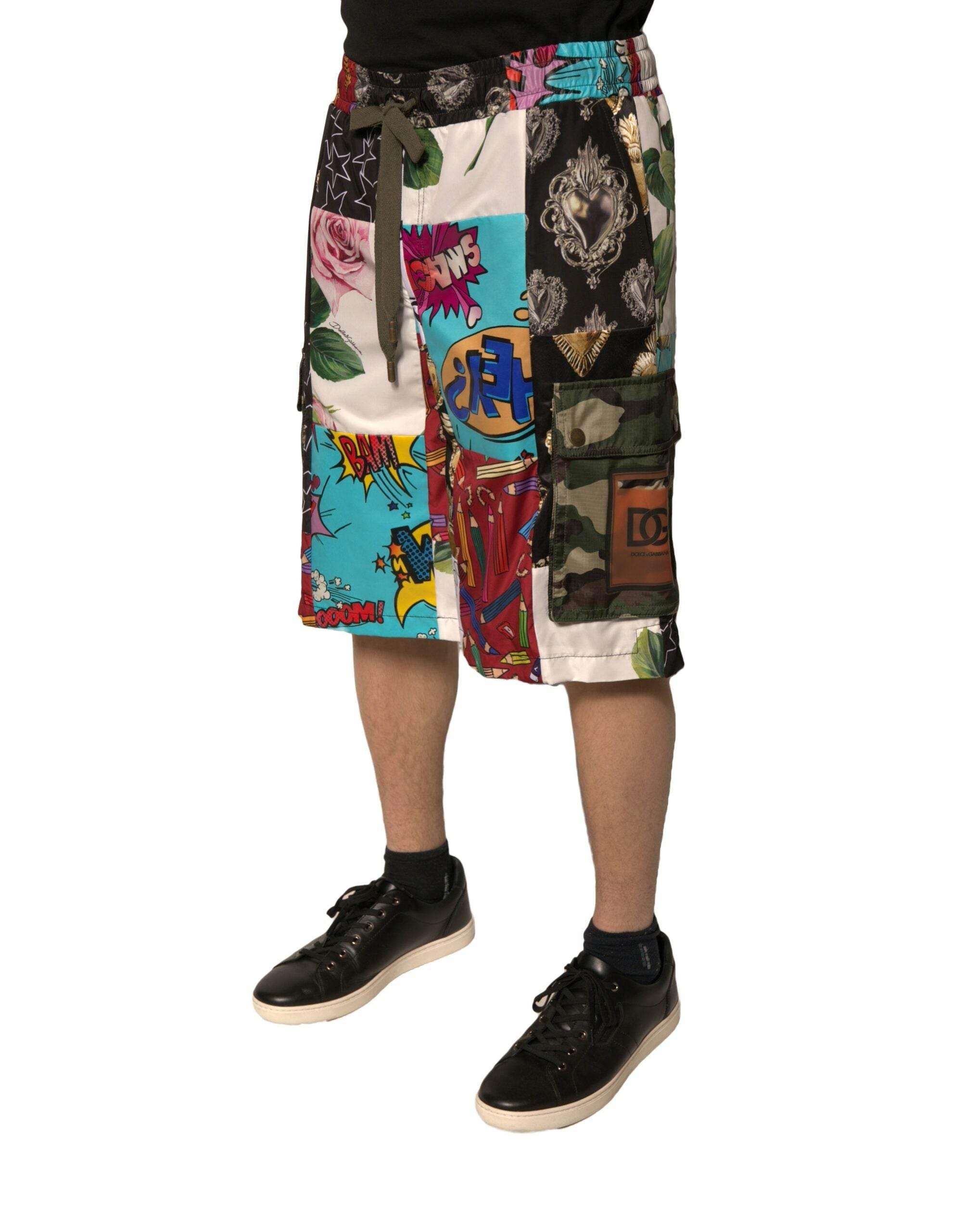 Dolce & Gabbana Multicolor Patchwork Cargo Bermuda Shorts - Hilstor