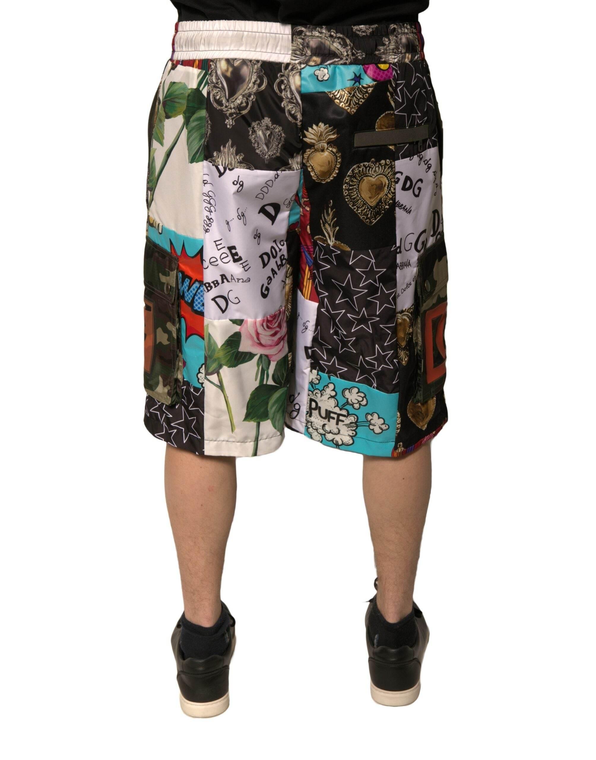 Dolce & Gabbana Multicolor Patchwork Cargo Bermuda Shorts - Hilstor
