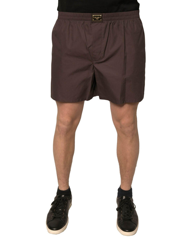 Dolce & Gabbana Brown Cotton Blend Men Mid Waist Shorts - Hilstor