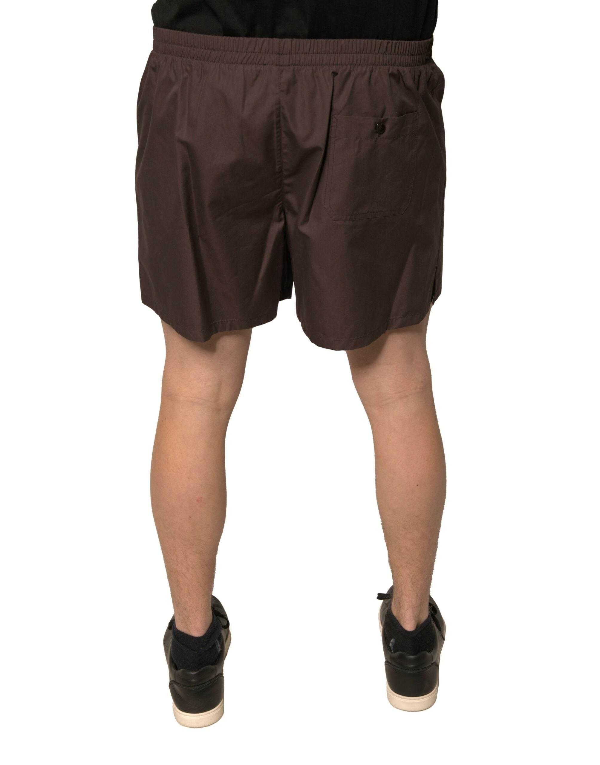 Dolce & Gabbana Brown Cotton Blend Men Mid Waist Shorts - Hilstor