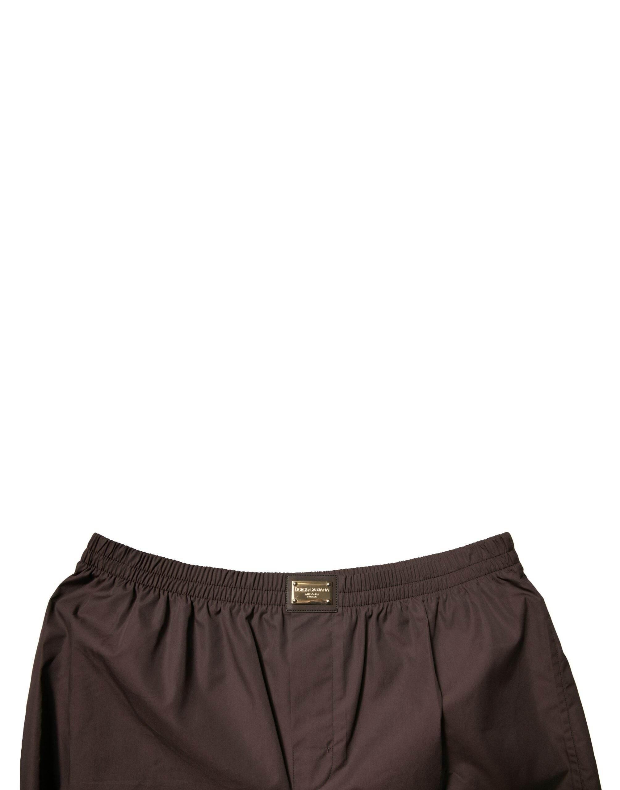 Dolce & Gabbana Brown Cotton Blend Men Mid Waist Shorts - Hilstor