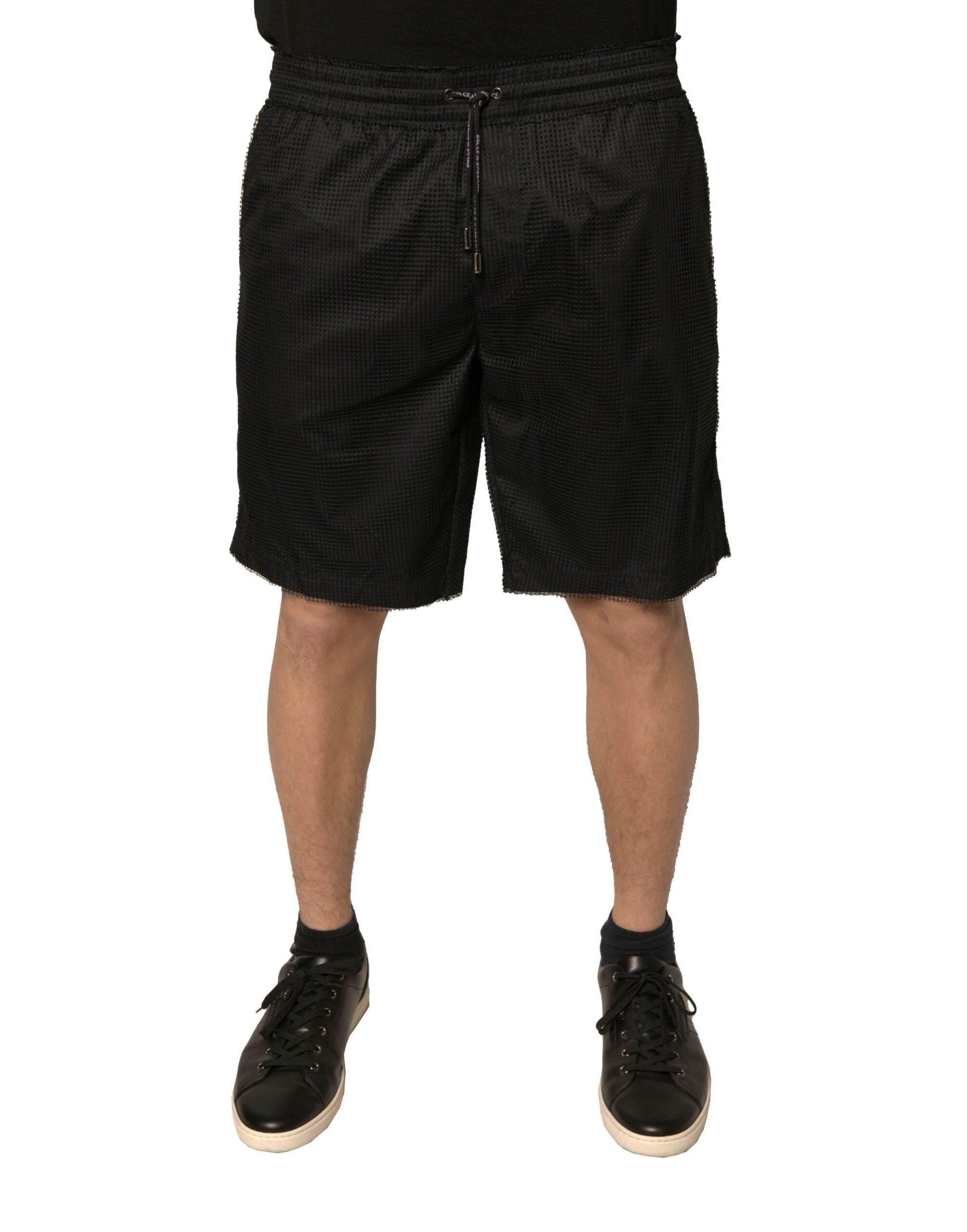 Dolce & Gabbana Black Polyester Jersey Mid Waist Shorts - Hilstor