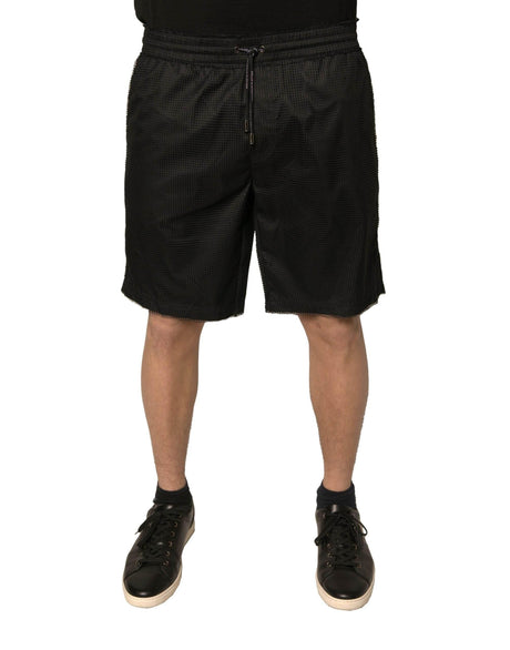 Dolce & Gabbana Black Polyester Jersey Mid Waist Shorts - Hilstor