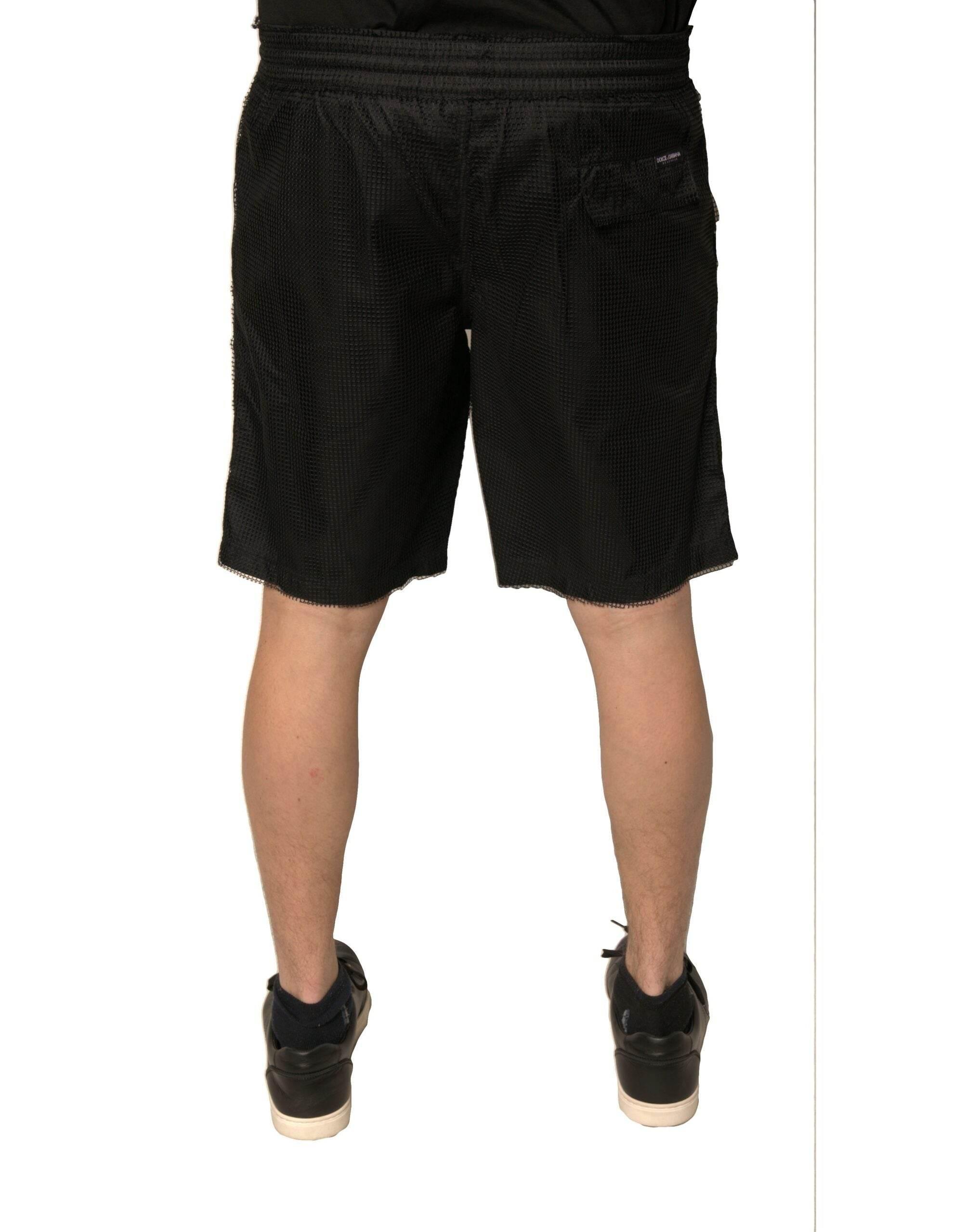 Dolce & Gabbana Black Polyester Jersey Mid Waist Shorts - Hilstor