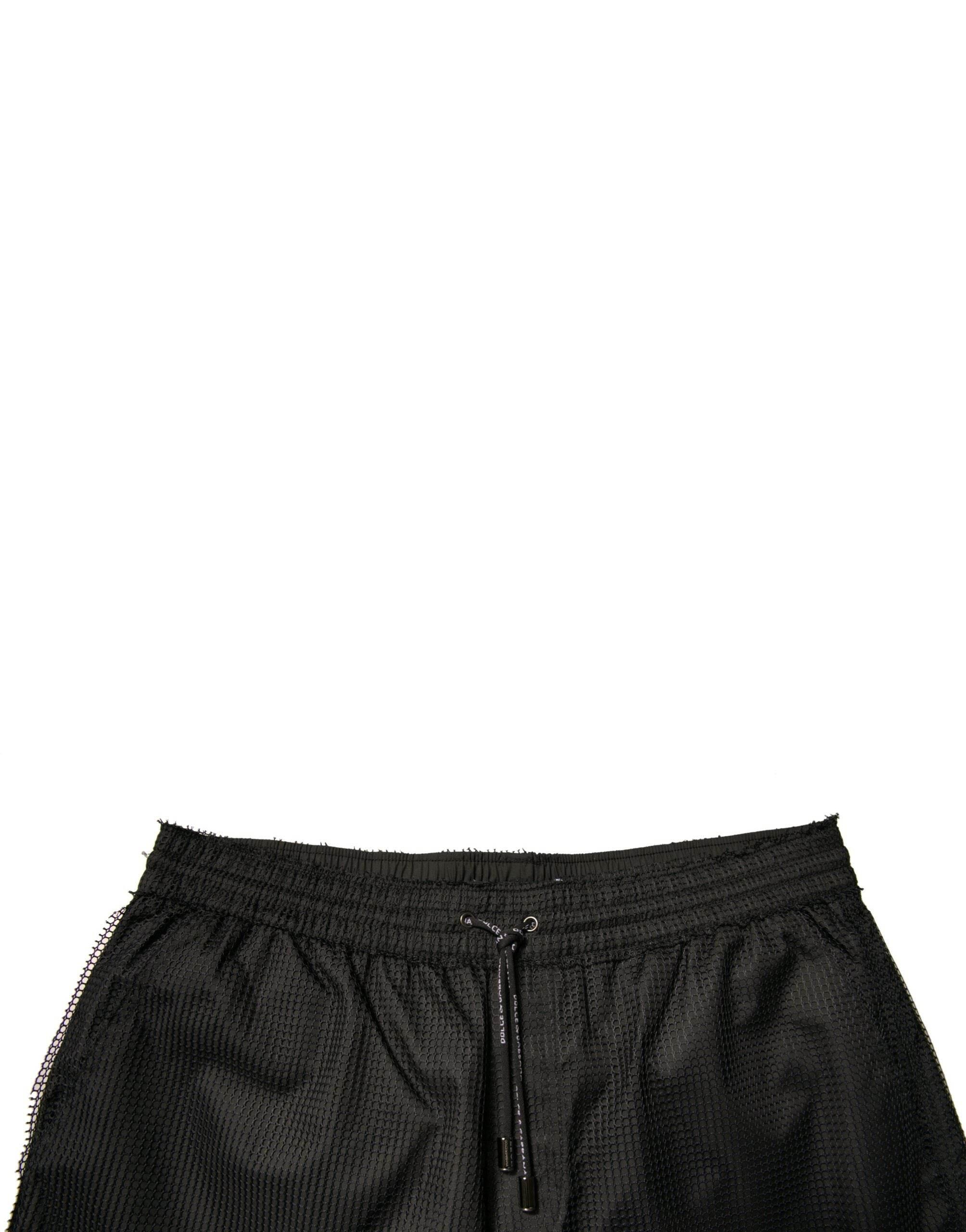 Dolce & Gabbana Black Polyester Jersey Mid Waist Shorts - Hilstor