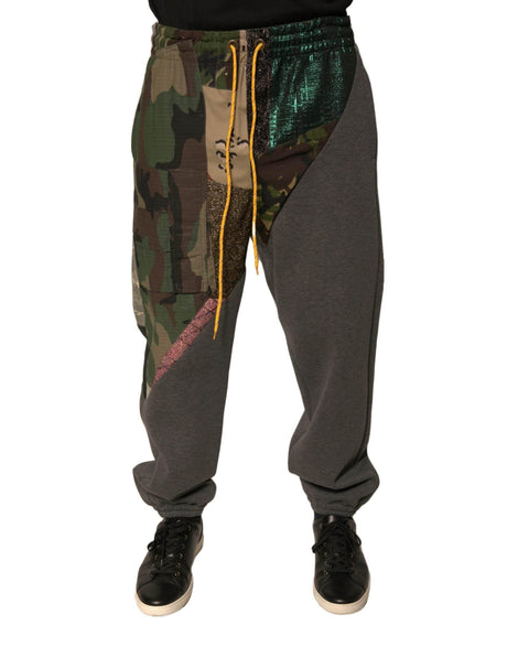 Dolce & Gabbana Multicolor Patchwork Cotton Jogger Sweatpants Pants - Hilstor