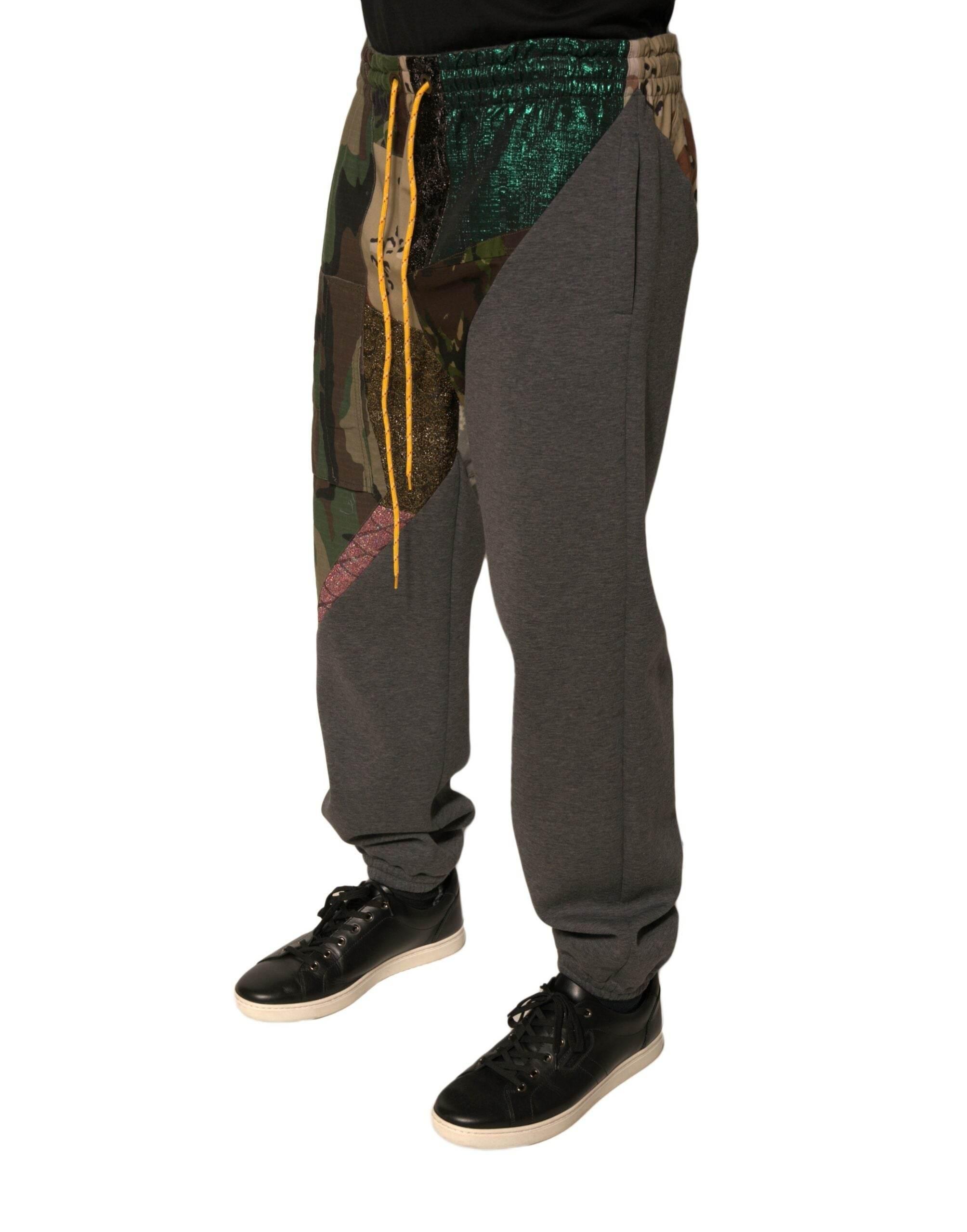 Dolce & Gabbana Multicolor Patchwork Cotton Jogger Sweatpants Pants - Hilstor