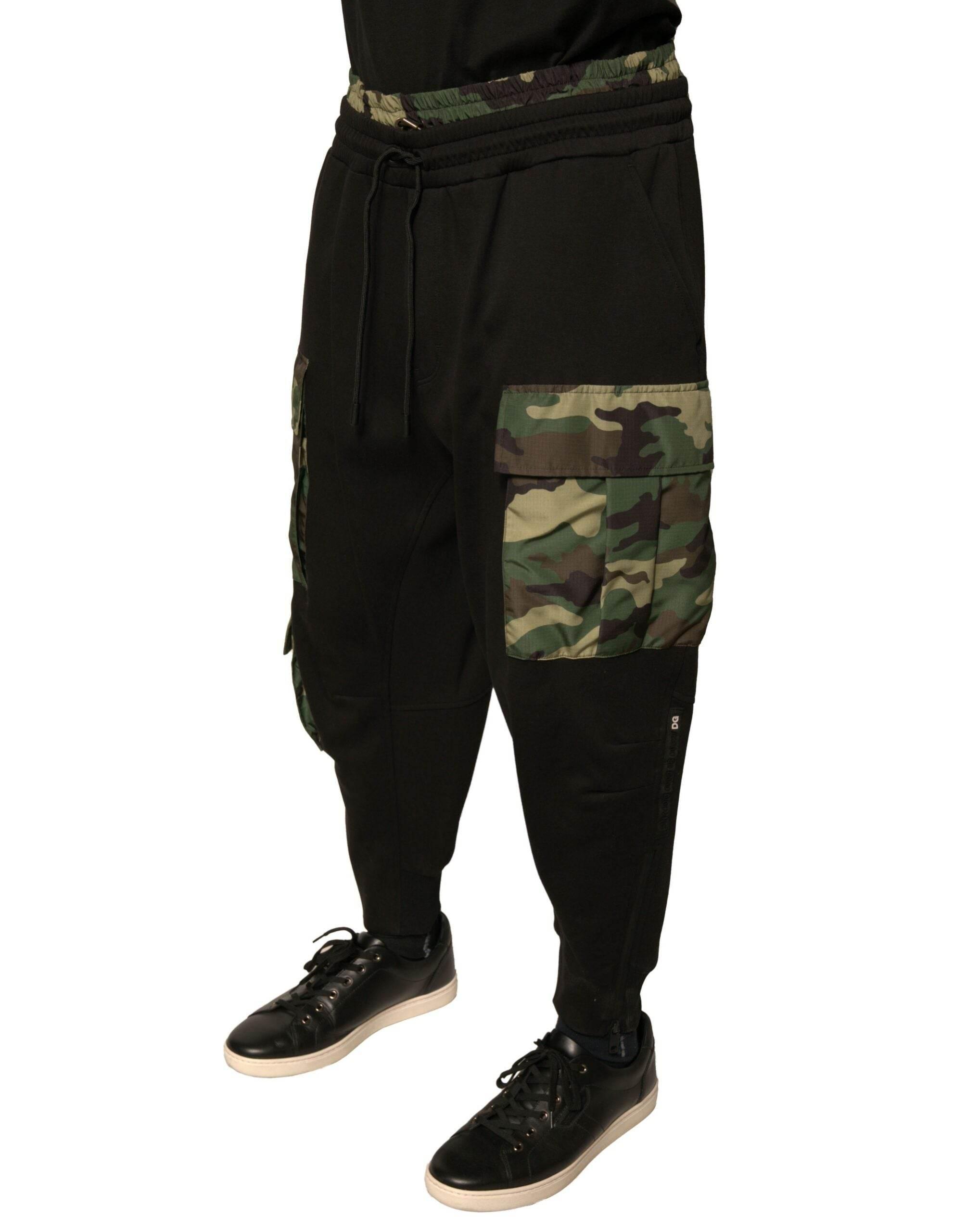 Dolce & Gabbana Black Camouflage Cotton Jogger Cargo Pants - Hilstor