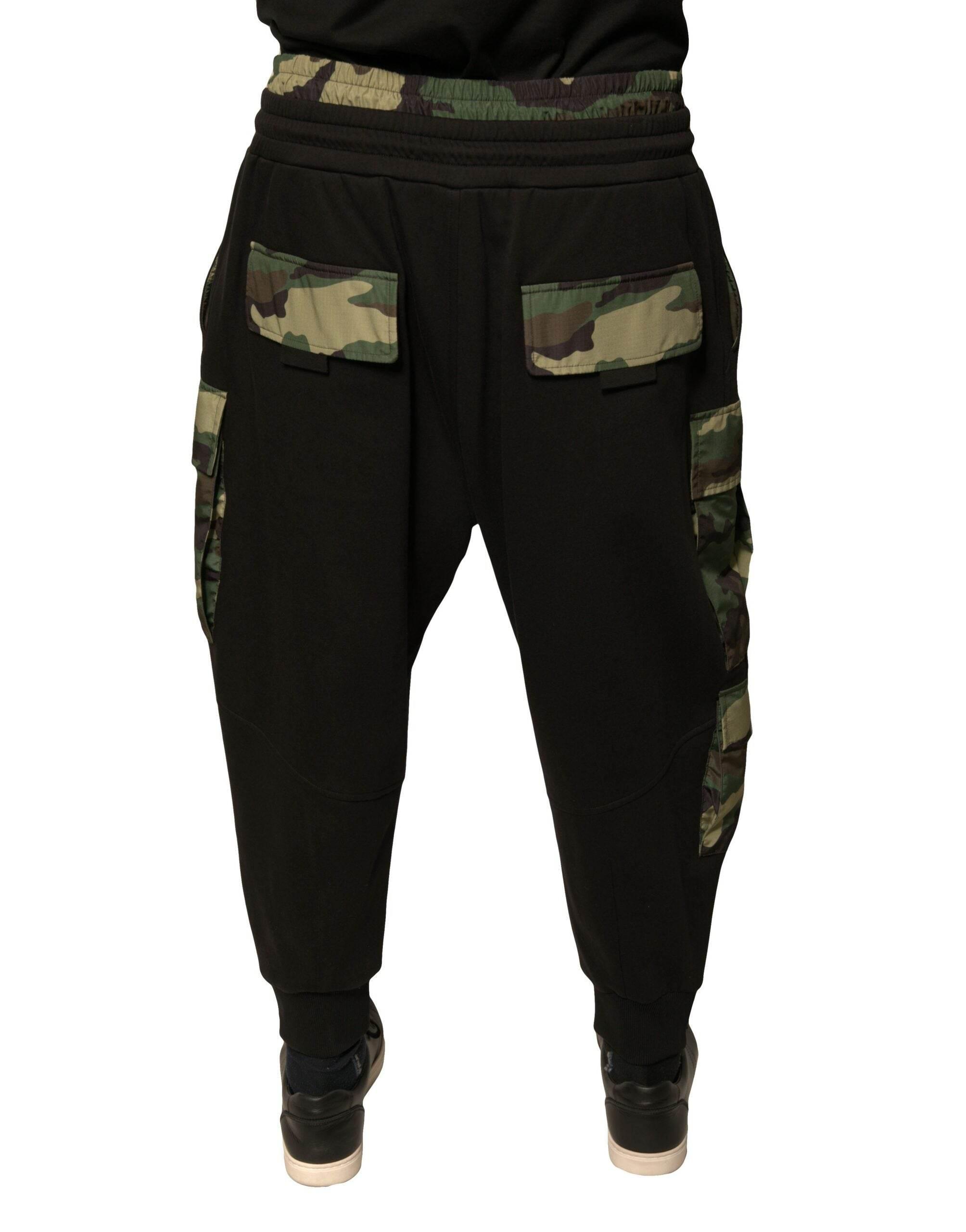 Dolce & Gabbana Black Camouflage Cotton Jogger Cargo Pants - Hilstor