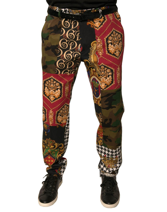 Dolce & Gabbana Multicolor Patchwork Men Dress Pants - Hilstor