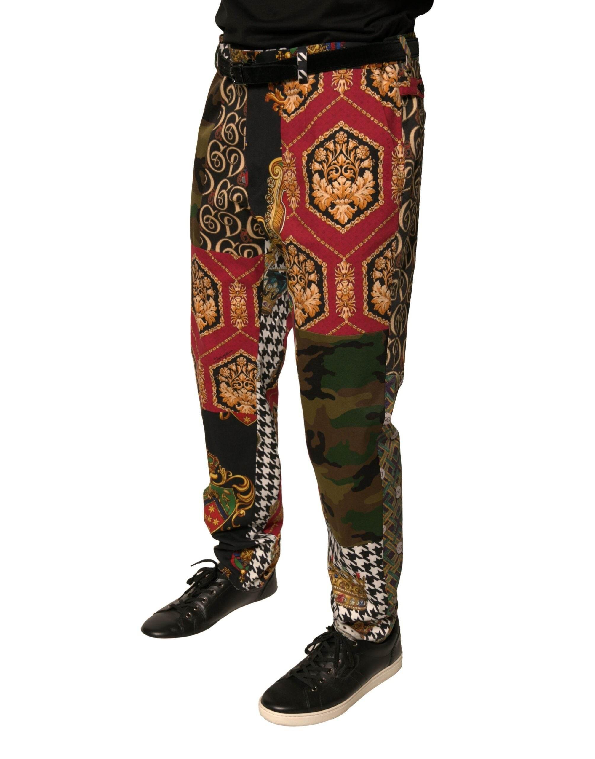 Dolce & Gabbana Multicolor Patchwork Men Dress Pants - Hilstor