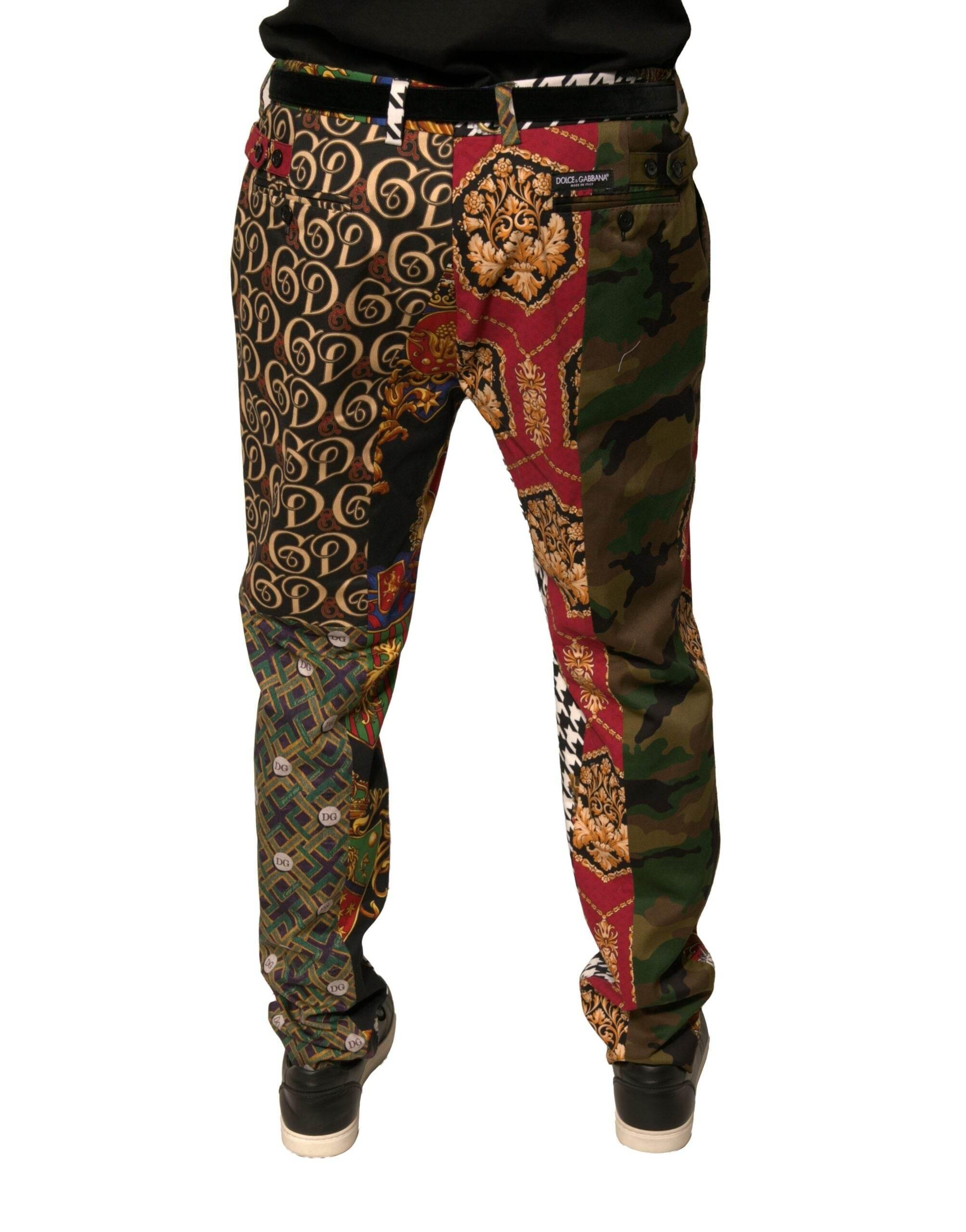 Dolce & Gabbana Multicolor Patchwork Men Dress Pants - Hilstor