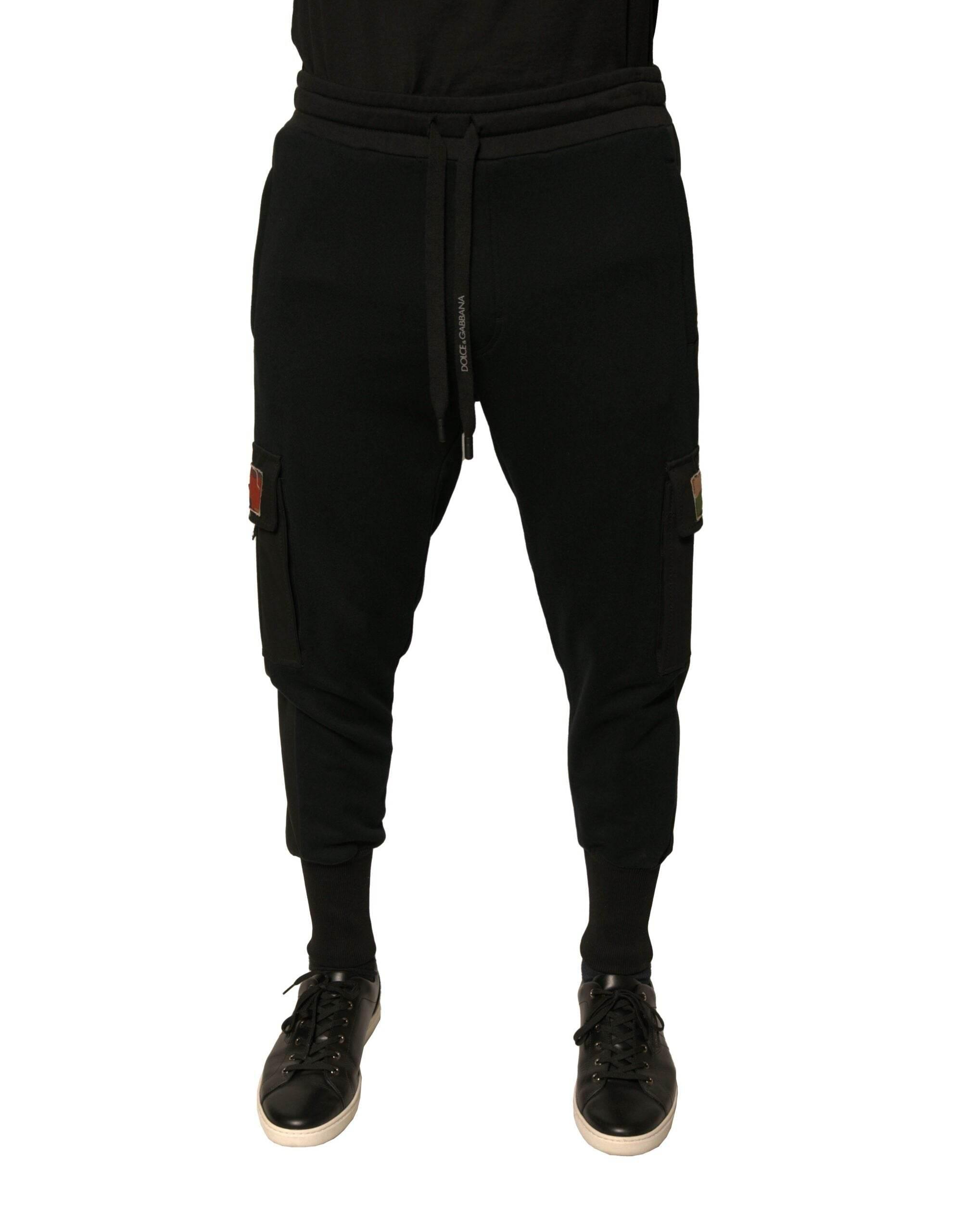 Dolce & Gabbana Black Cotton Jogger Cargo Sweatpants Pants - Hilstor