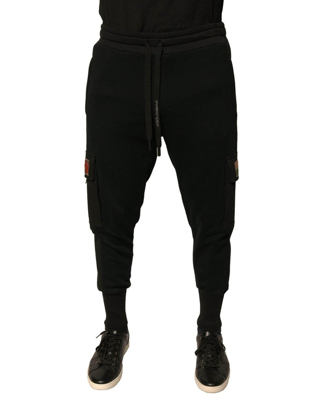 Dolce & Gabbana Black Cotton Jogger Cargo Sweatpants Pants - Hilstor