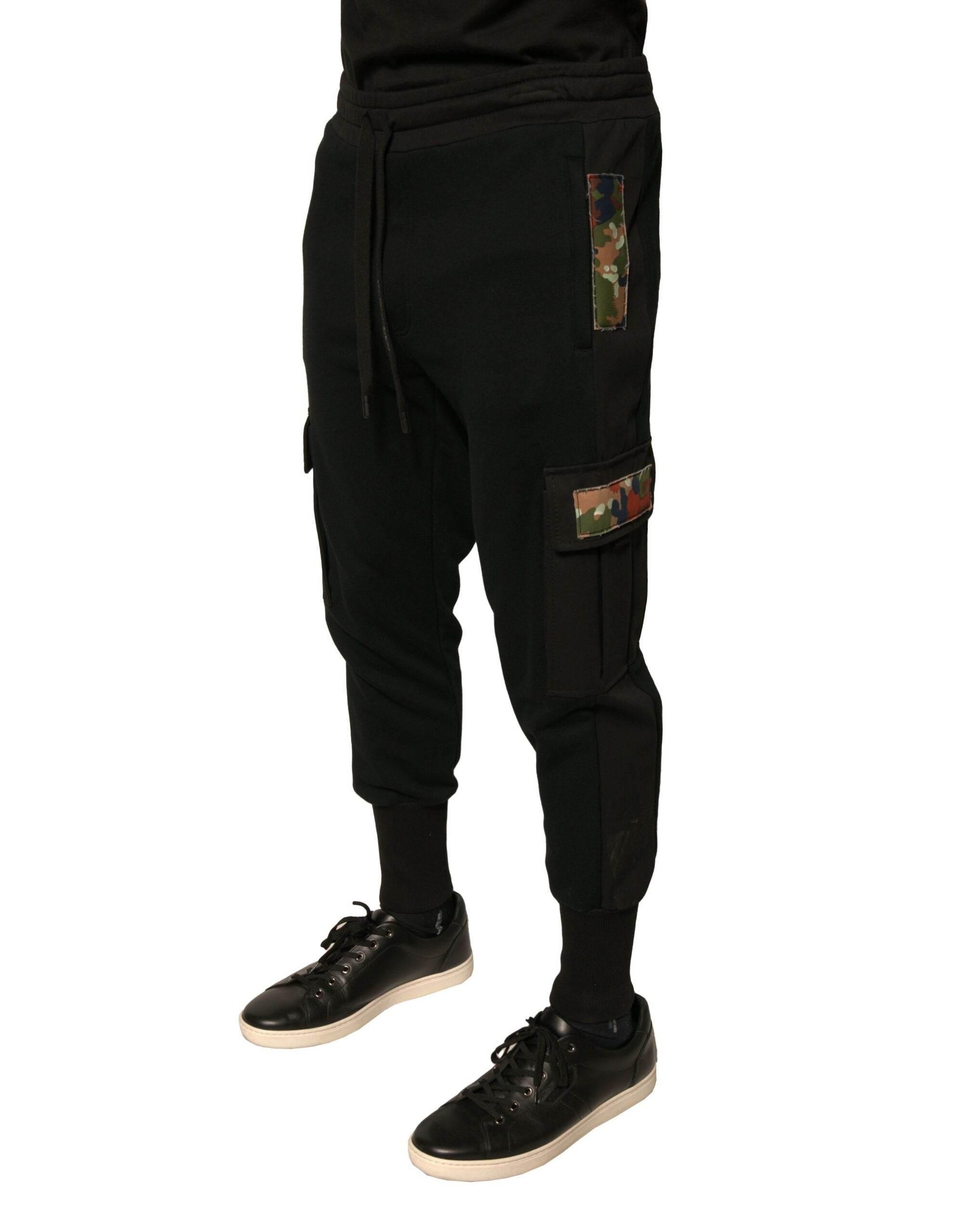 Dolce & Gabbana Black Cotton Jogger Cargo Sweatpants Pants - Hilstor