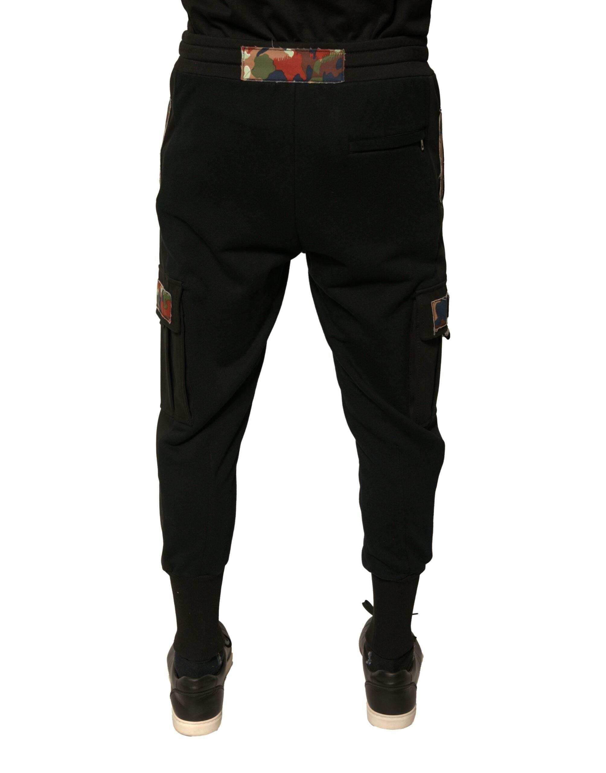 Dolce & Gabbana Black Cotton Jogger Cargo Sweatpants Pants - Hilstor