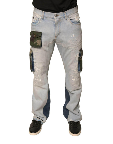 Dolce & Gabbana Light Blue Cotton Cargo Straight Denim Jeans - Hilstor