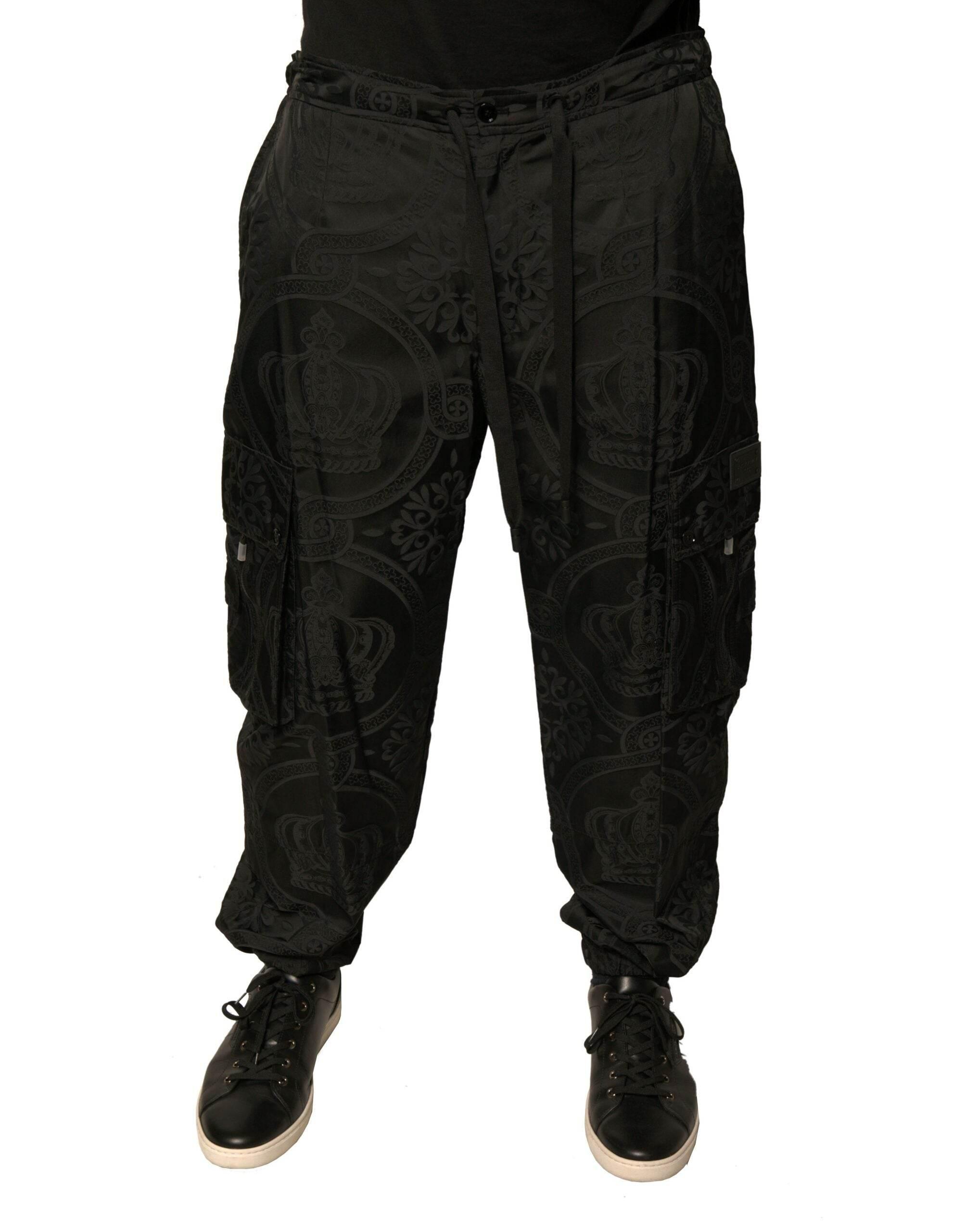 Dolce & Gabbana Black Crown Nylon Jogger Sweatpants Pants - Hilstor