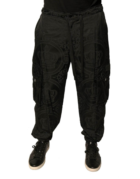 Dolce & Gabbana Black Crown Nylon Jogger Sweatpants Pants - Hilstor