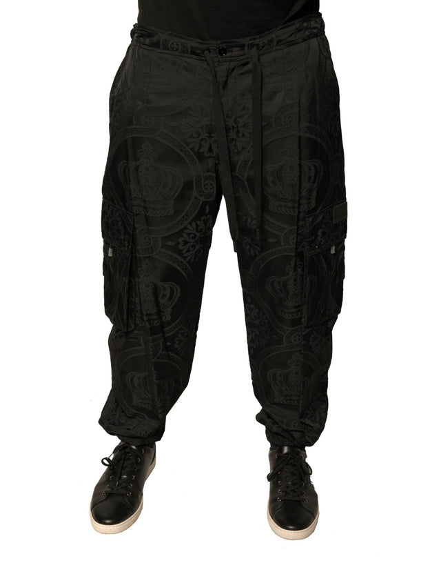 Dolce & Gabbana Black Crown Nylon Jogger Sweatpants Pants - Hilstor