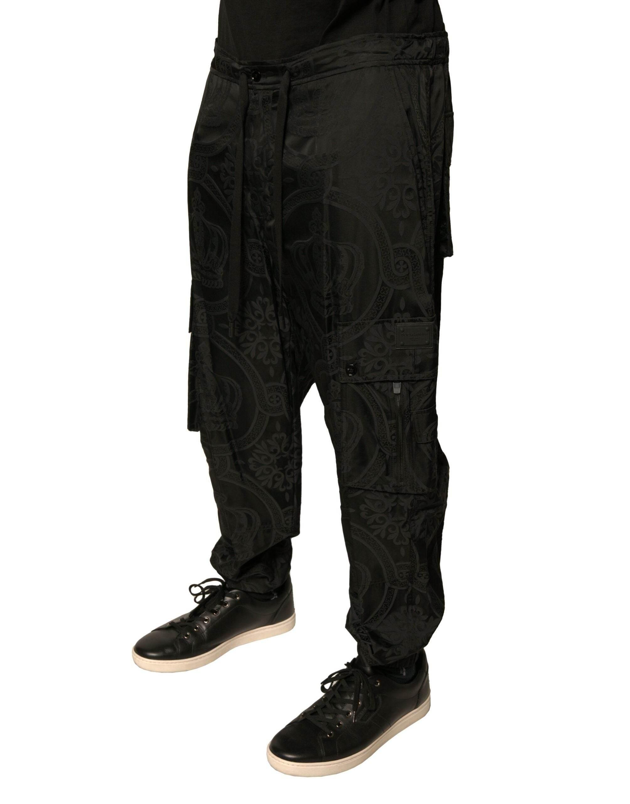 Dolce & Gabbana Black Crown Nylon Jogger Sweatpants Pants - Hilstor