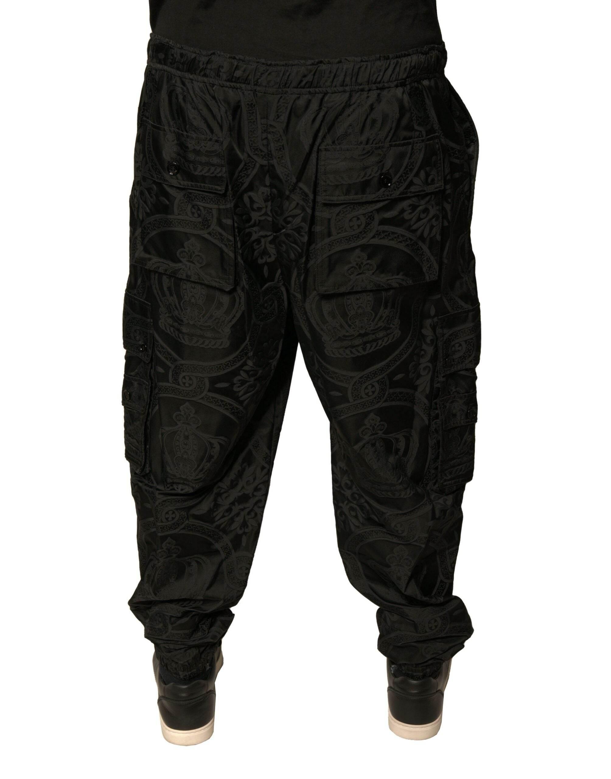 Dolce & Gabbana Black Crown Nylon Jogger Sweatpants Pants - Hilstor