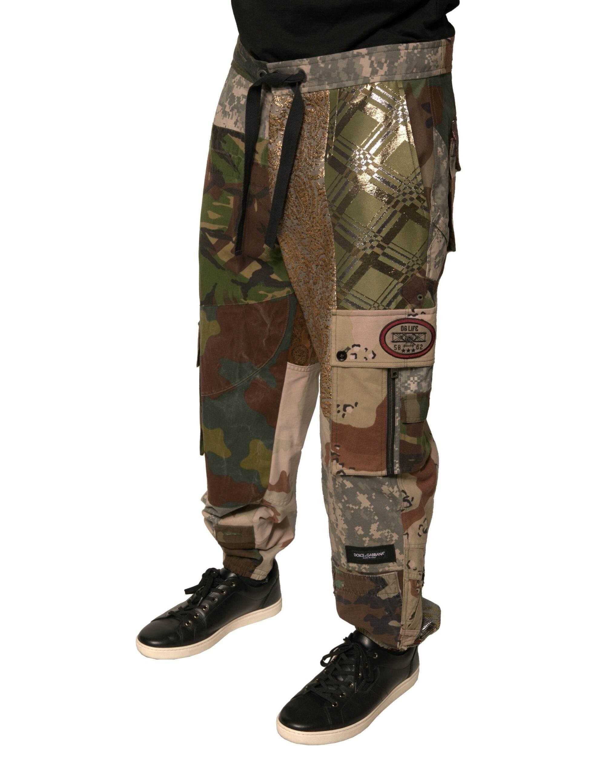Dolce & Gabbana Multicolor Patchwork Men Jogger Pants - Hilstor