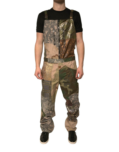 Dolce & Gabbana Multicolor Patchwork Camouflage Overall Pants - Hilstor