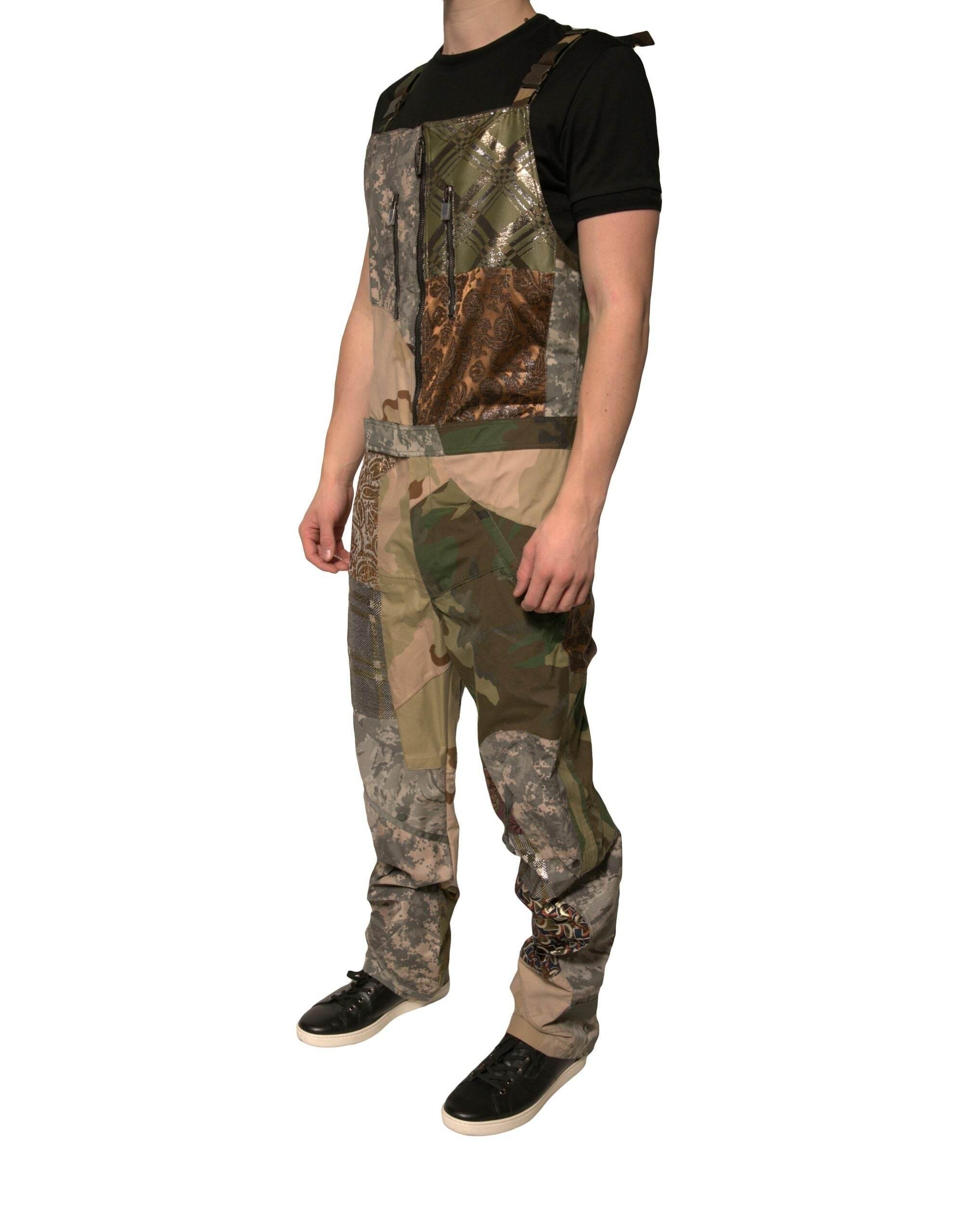 Dolce & Gabbana Multicolor Patchwork Camouflage Overall Pants - Hilstor
