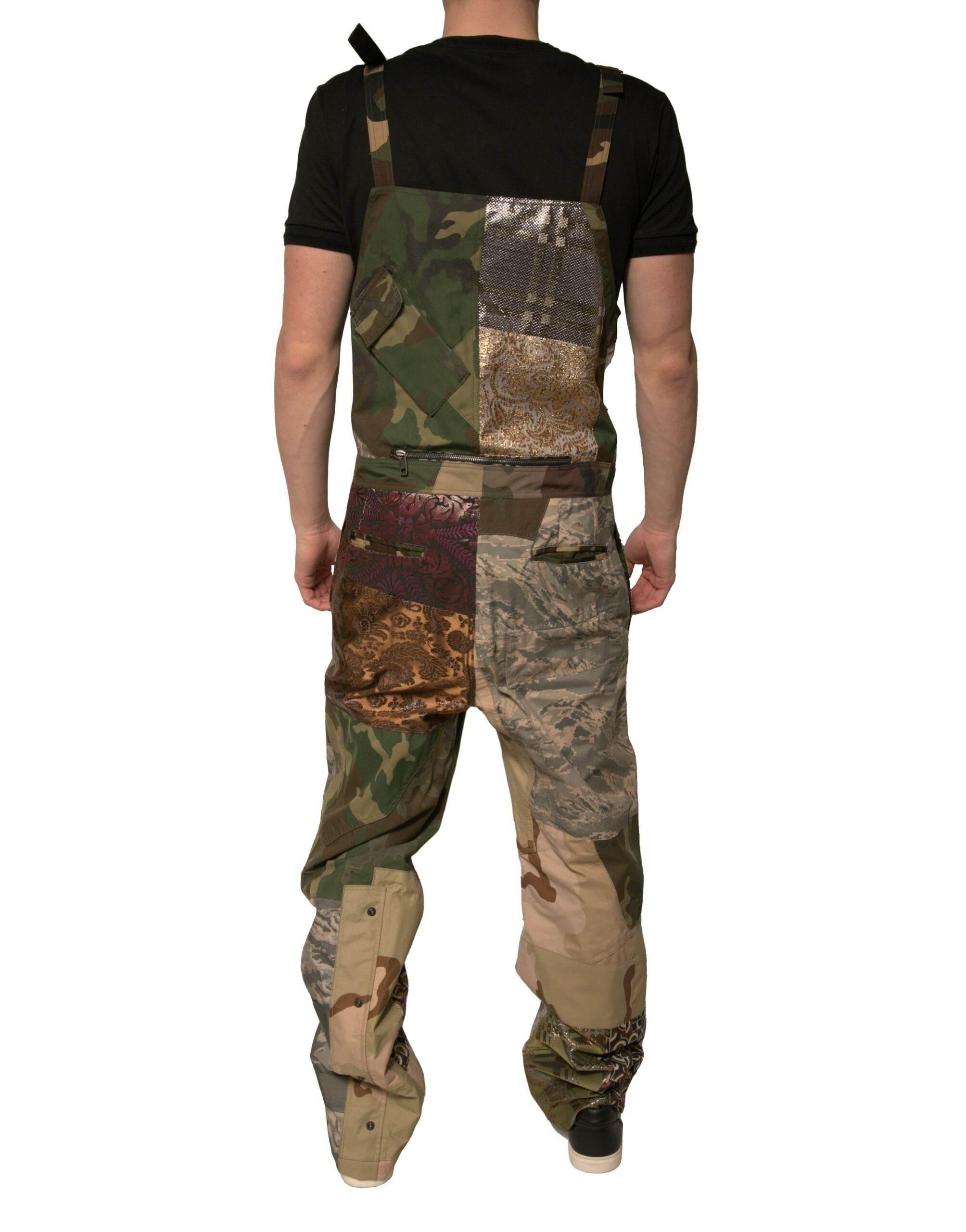 Dolce & Gabbana Multicolor Patchwork Camouflage Overall Pants - Hilstor